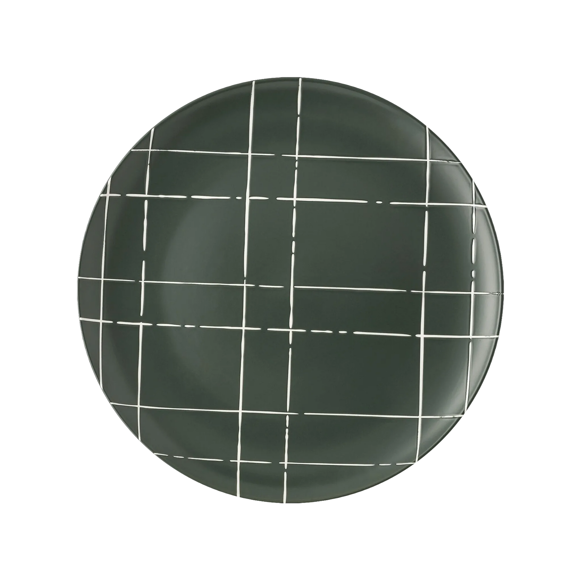 Vista frontal do Prato Raso Karo Verde Escuro.