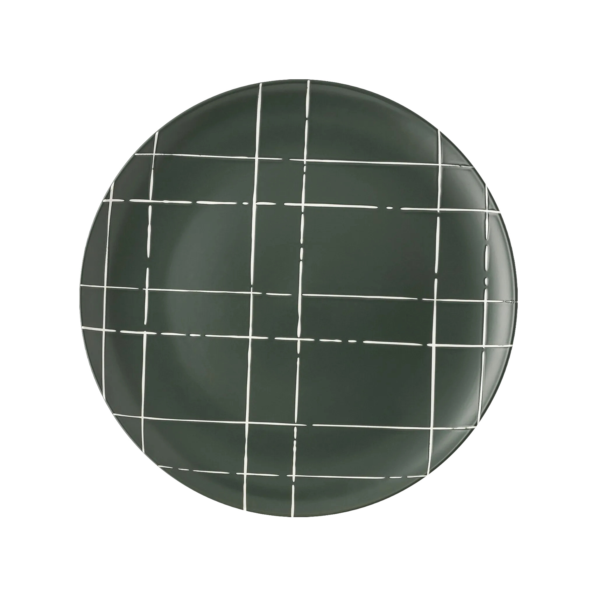 Vista frontal do Prato Raso Karo Verde Escuro.