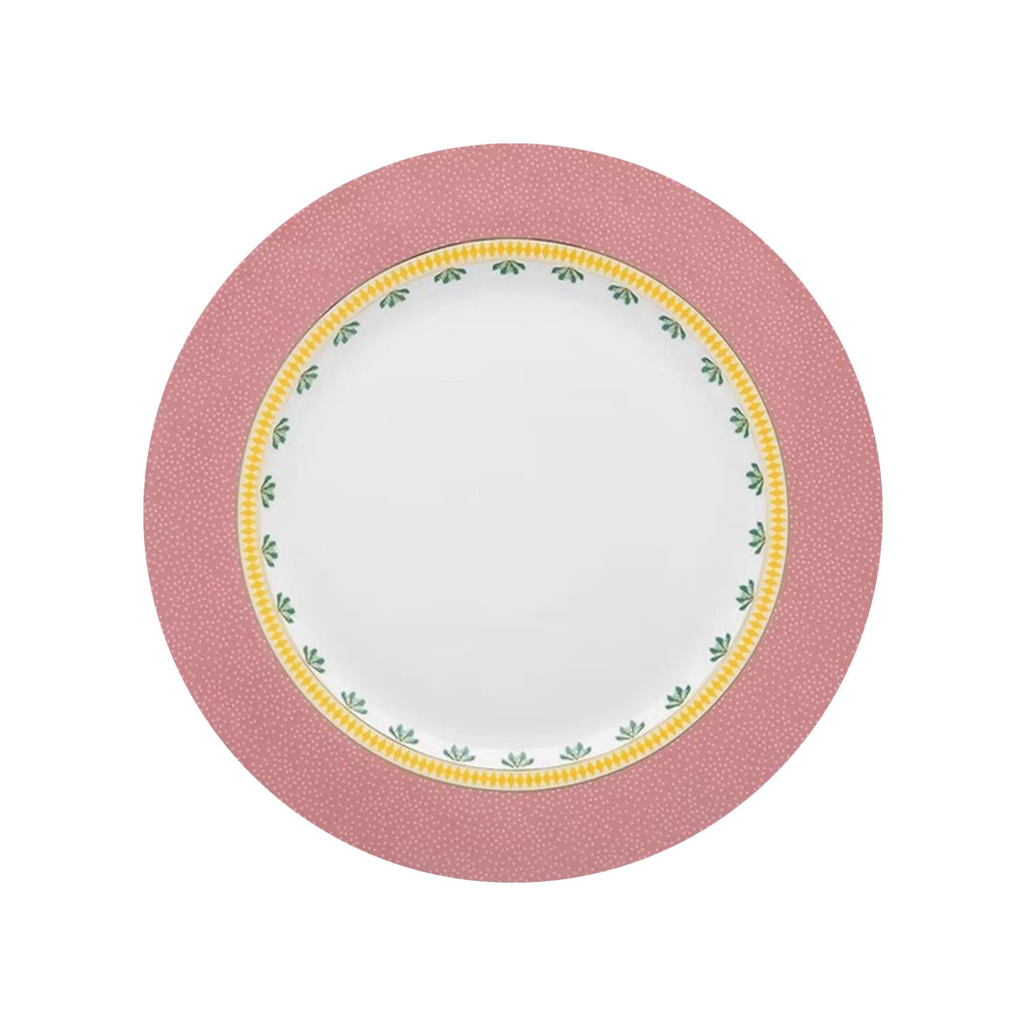 Vista frontal do Prato Raso La Majorelle Rosa.