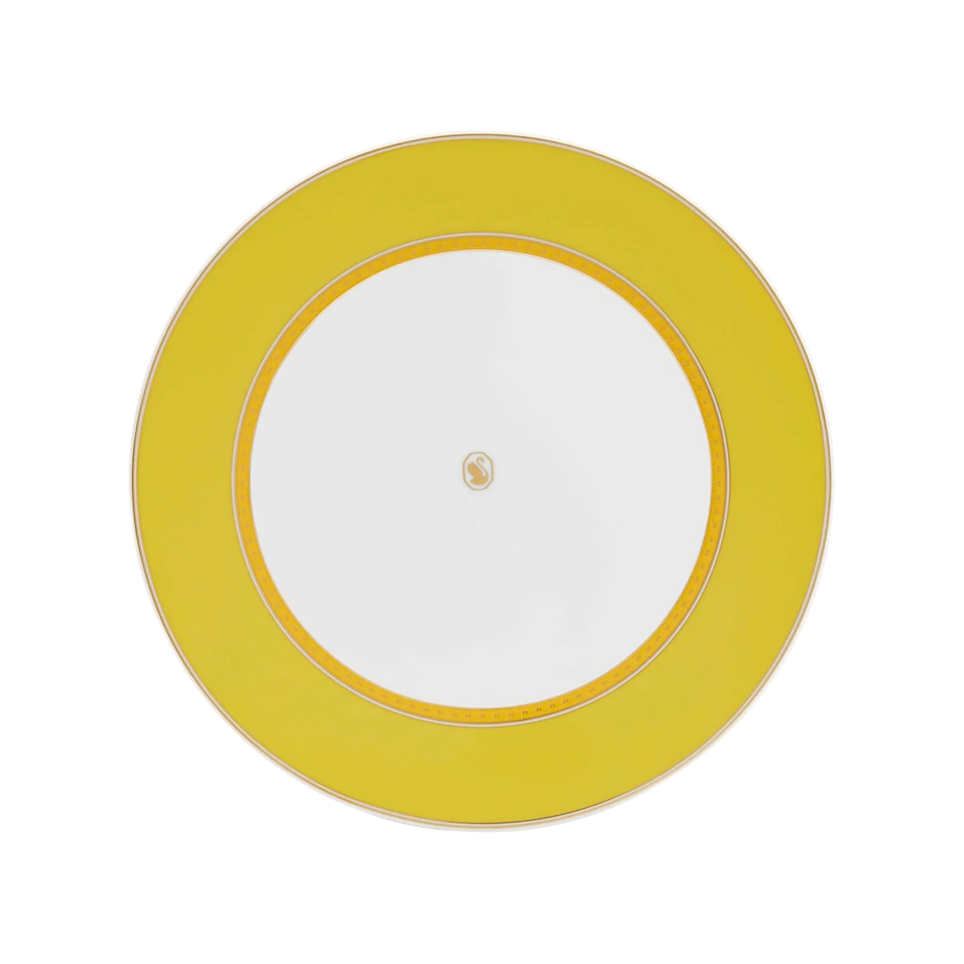 Vista frontal do Prato Raso Swarovski Amarelo.