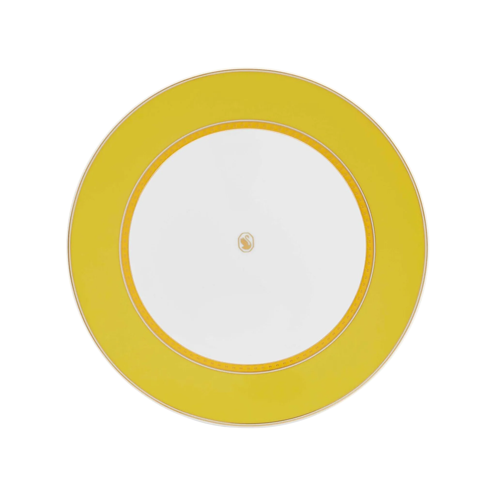 Vista frontal do Prato Raso Swarovski Amarelo.