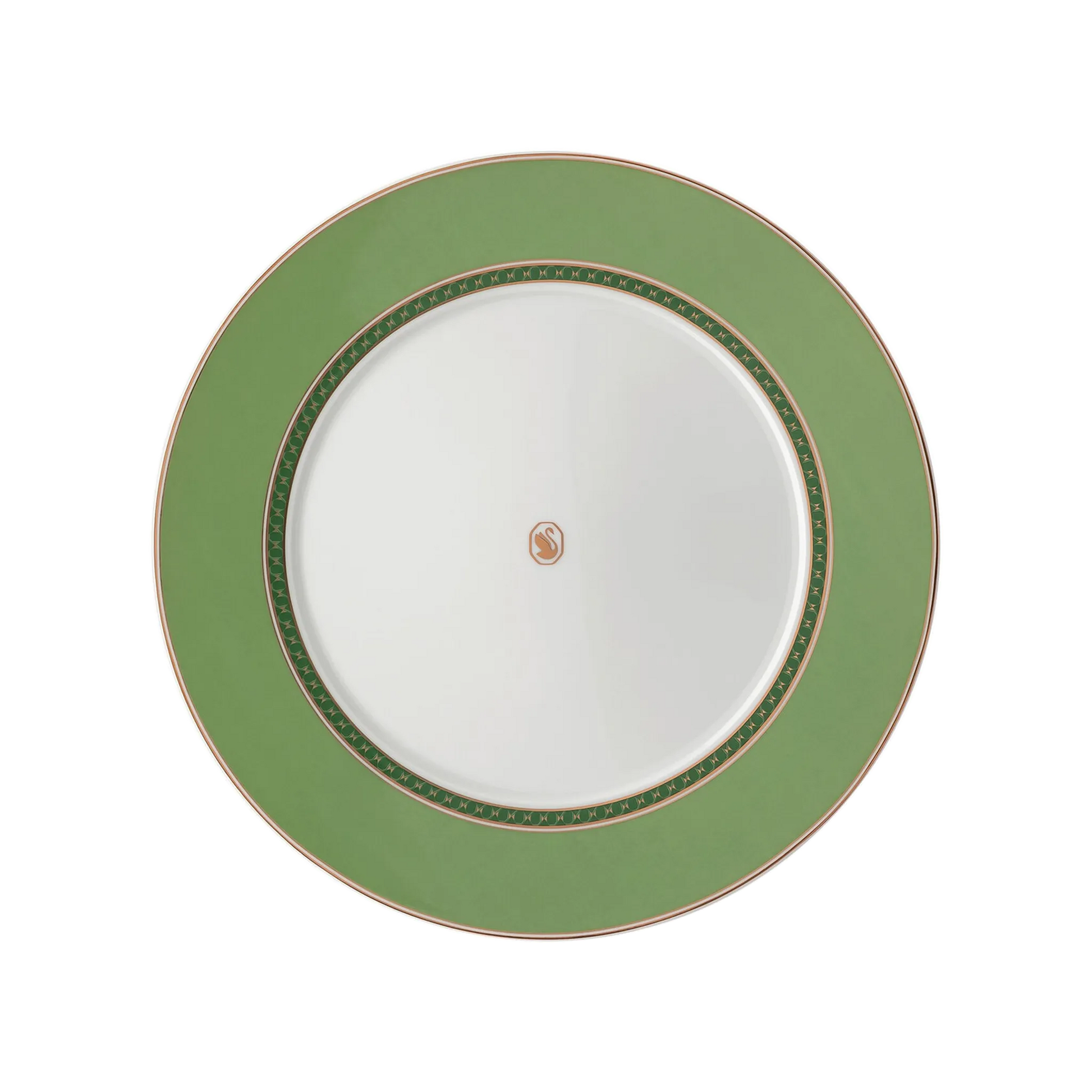 Vista frontal do Prato Raso Swarovski Verde.