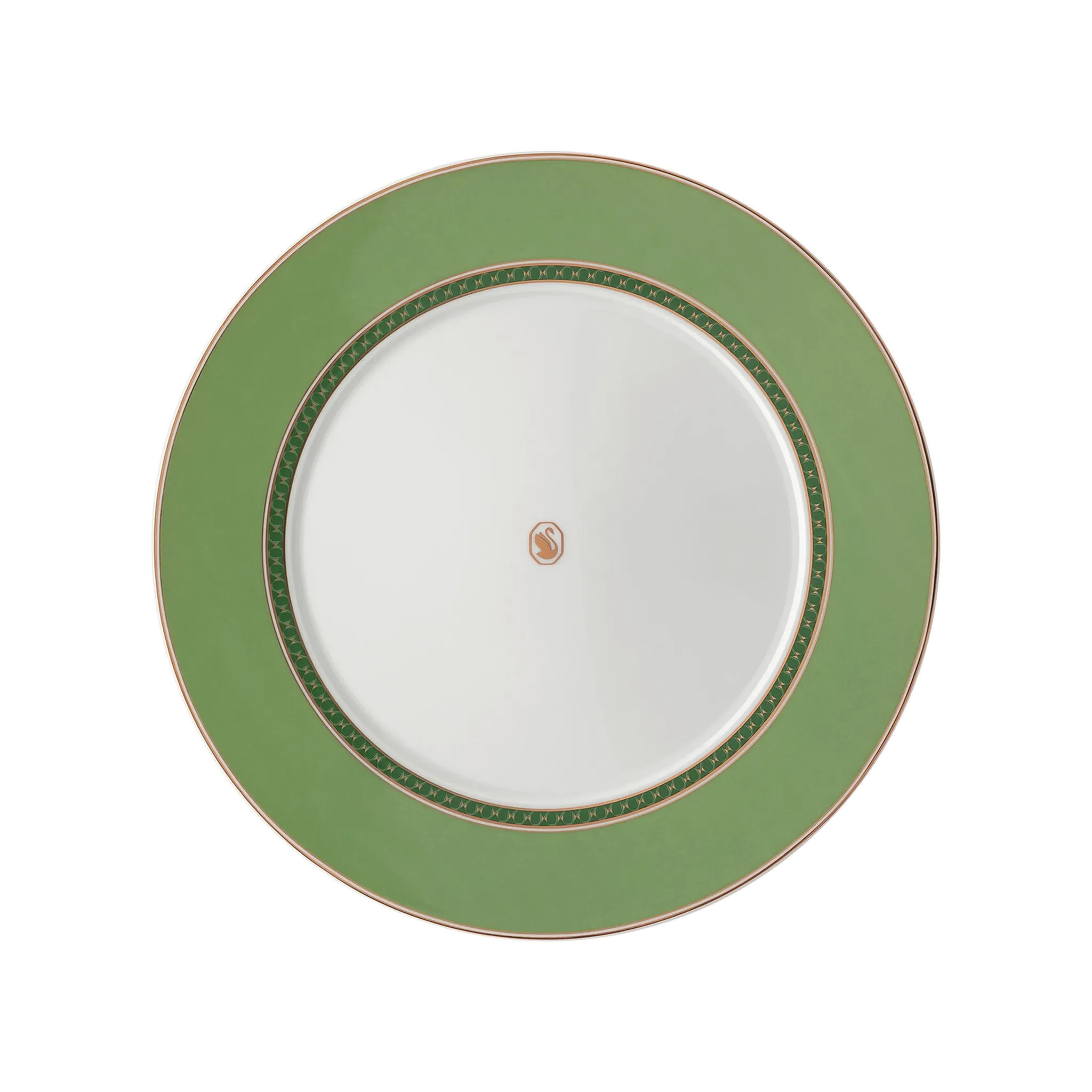 Vista frontal do Prato Raso Swarovski Verde.