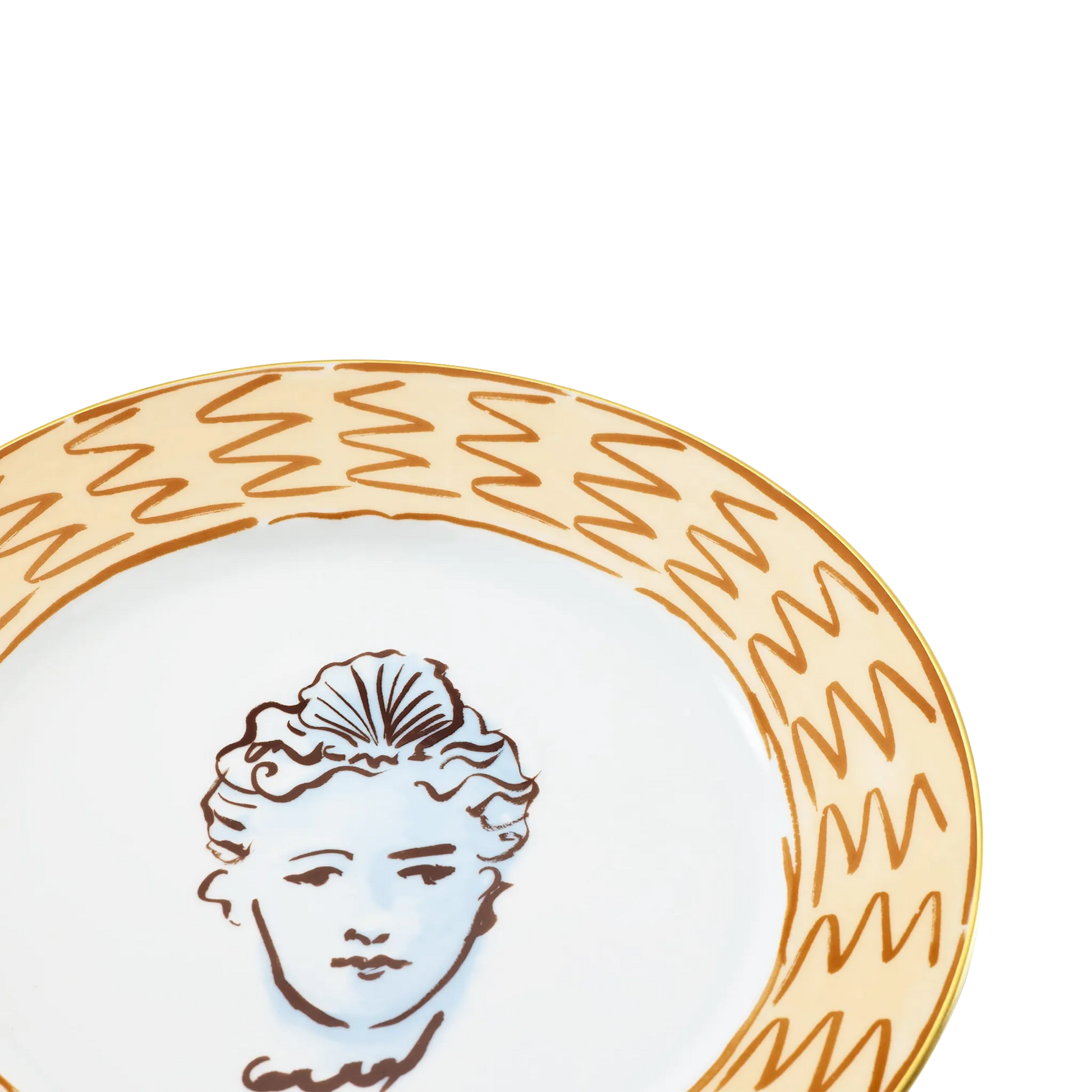 Detalhe do Prato Raso Viaggio Di Nettuno Terracota.