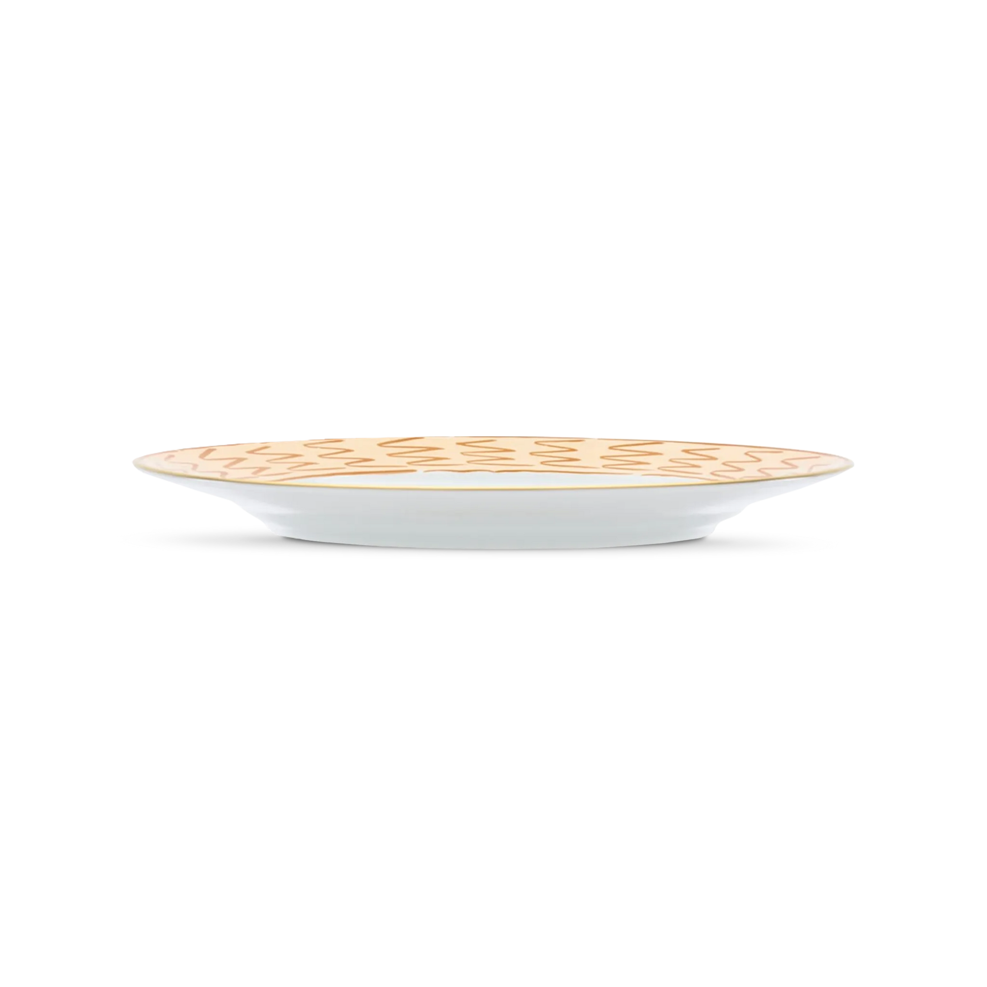 Vista lateral do Prato Raso Viaggio Di Nettuno Terracota.