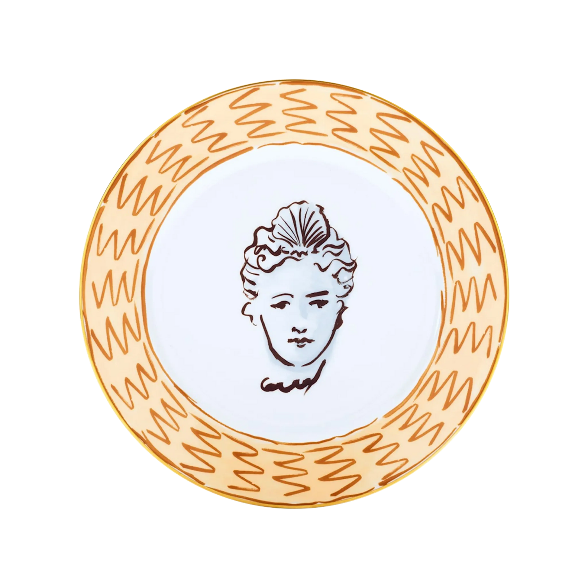 Vista frontal do Prato Raso Viaggio Di Nettuno Terracota.