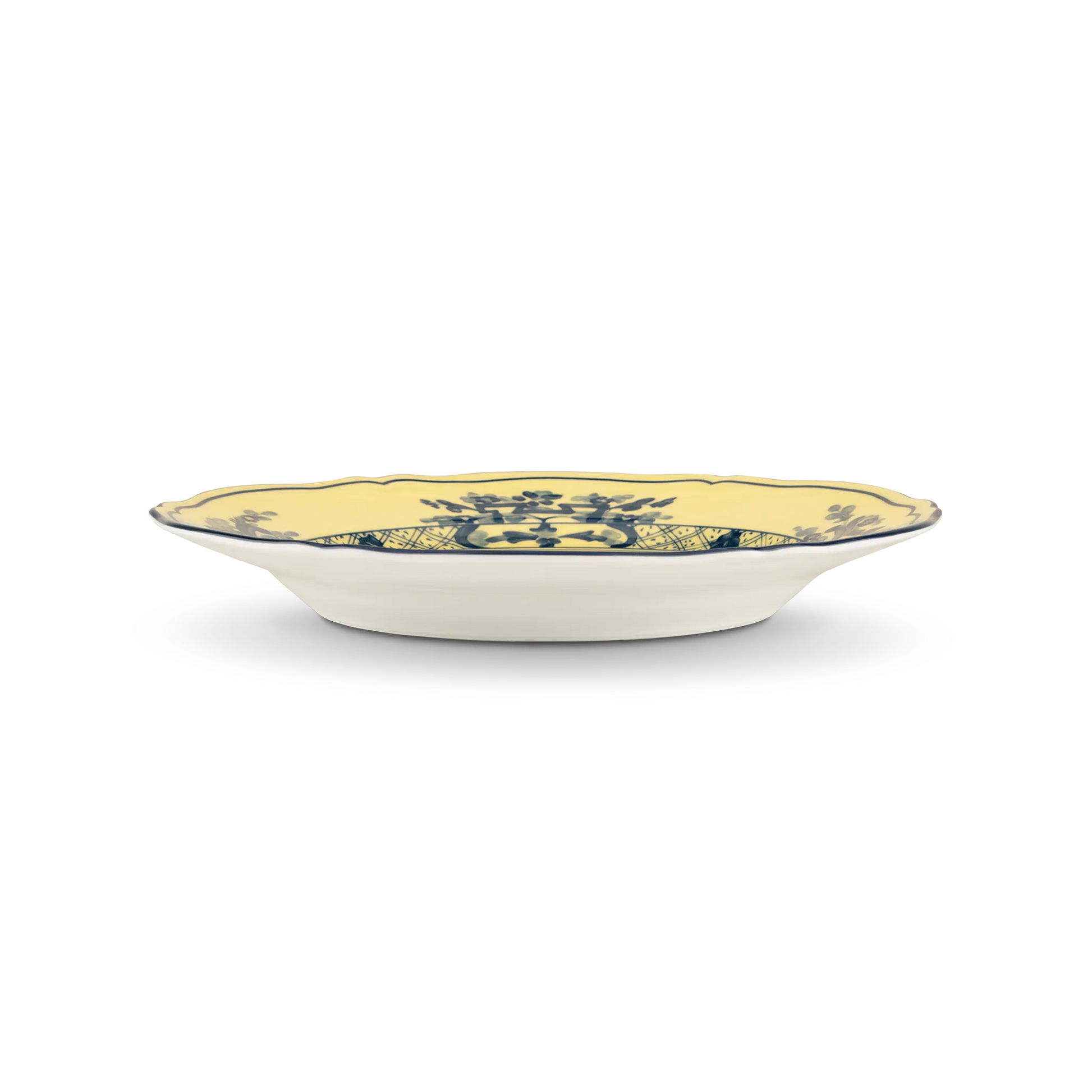 Vista lateral do Prato Sobremesa Oriente Italiano Citrino.