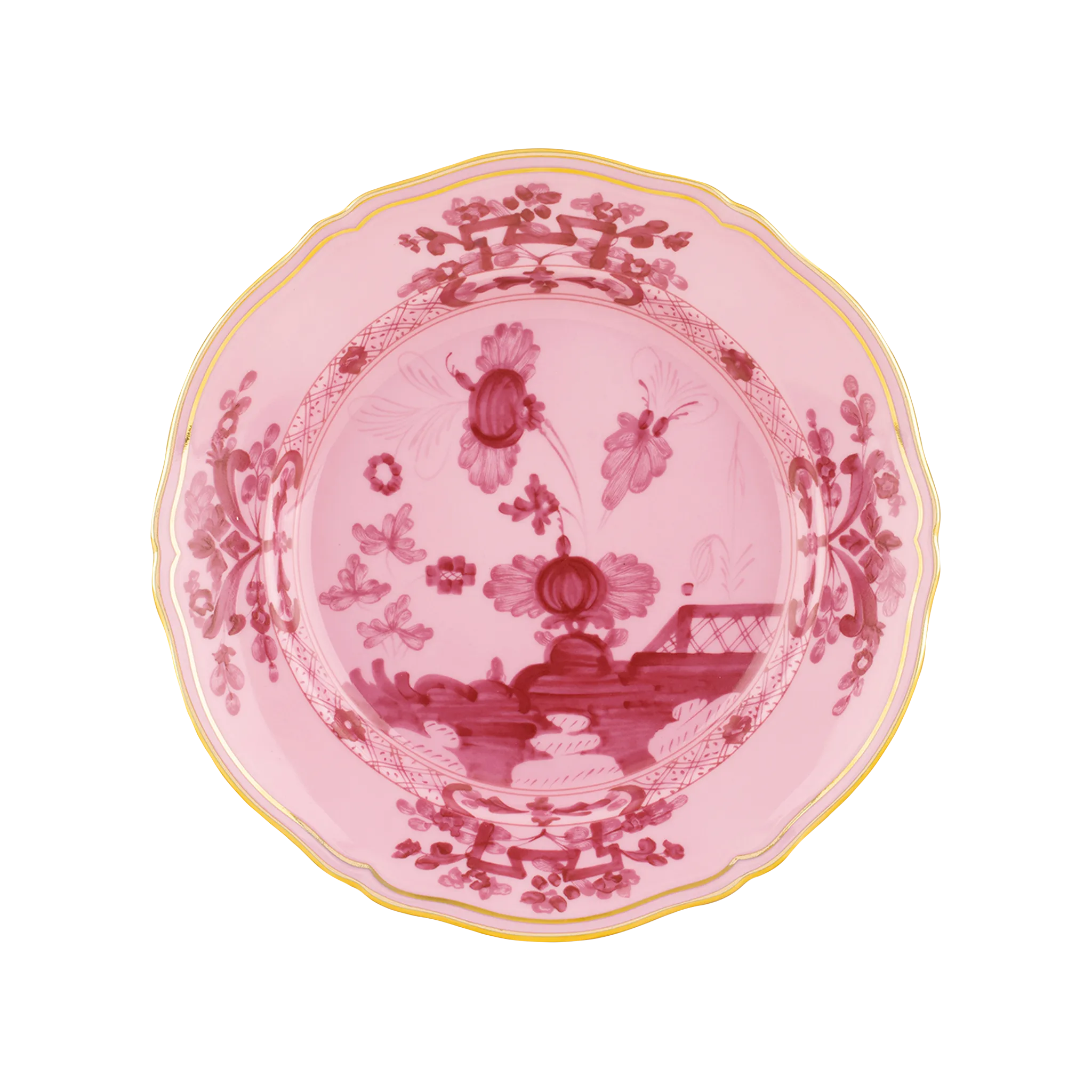 Vista frontal do Prato Sobremesa Oriente Italiano Porpora.