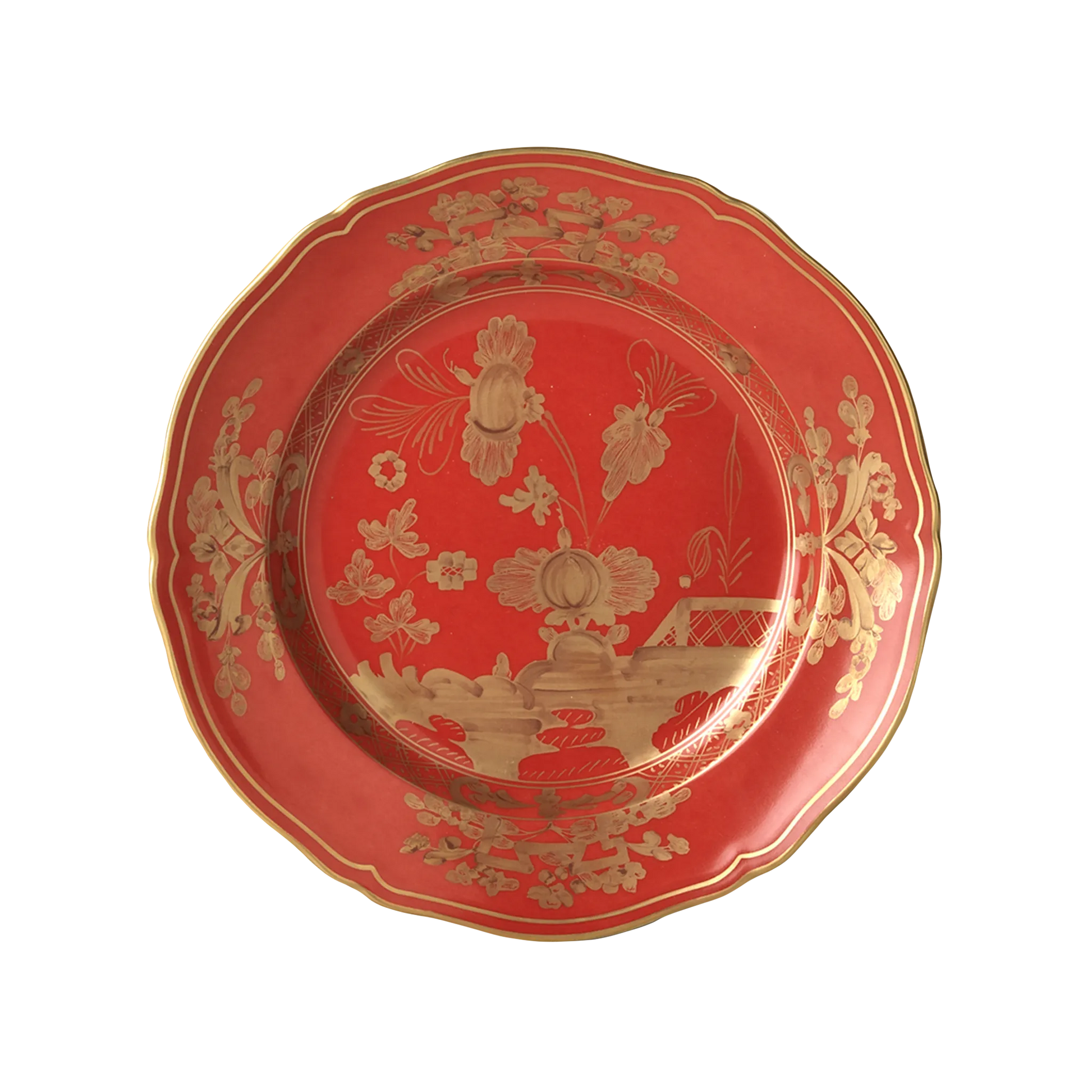 Vista frontal do Prato Sobremesa Oriente Italiano Rubrum.