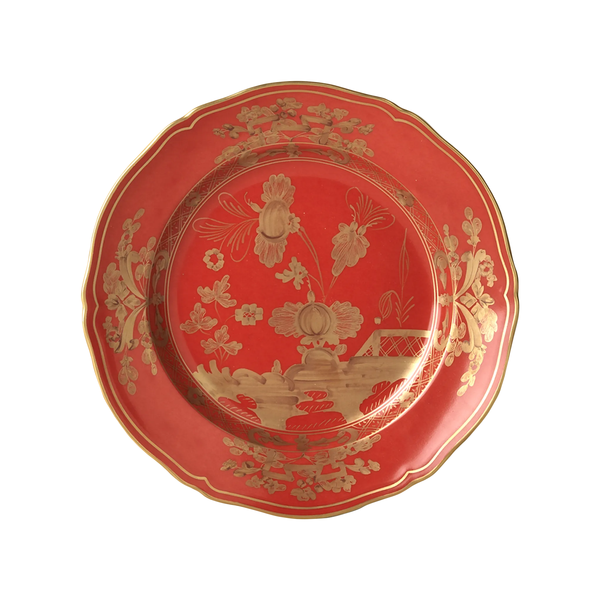 Vista frontal do Prato Sobremesa Oriente Italiano Rubrum.