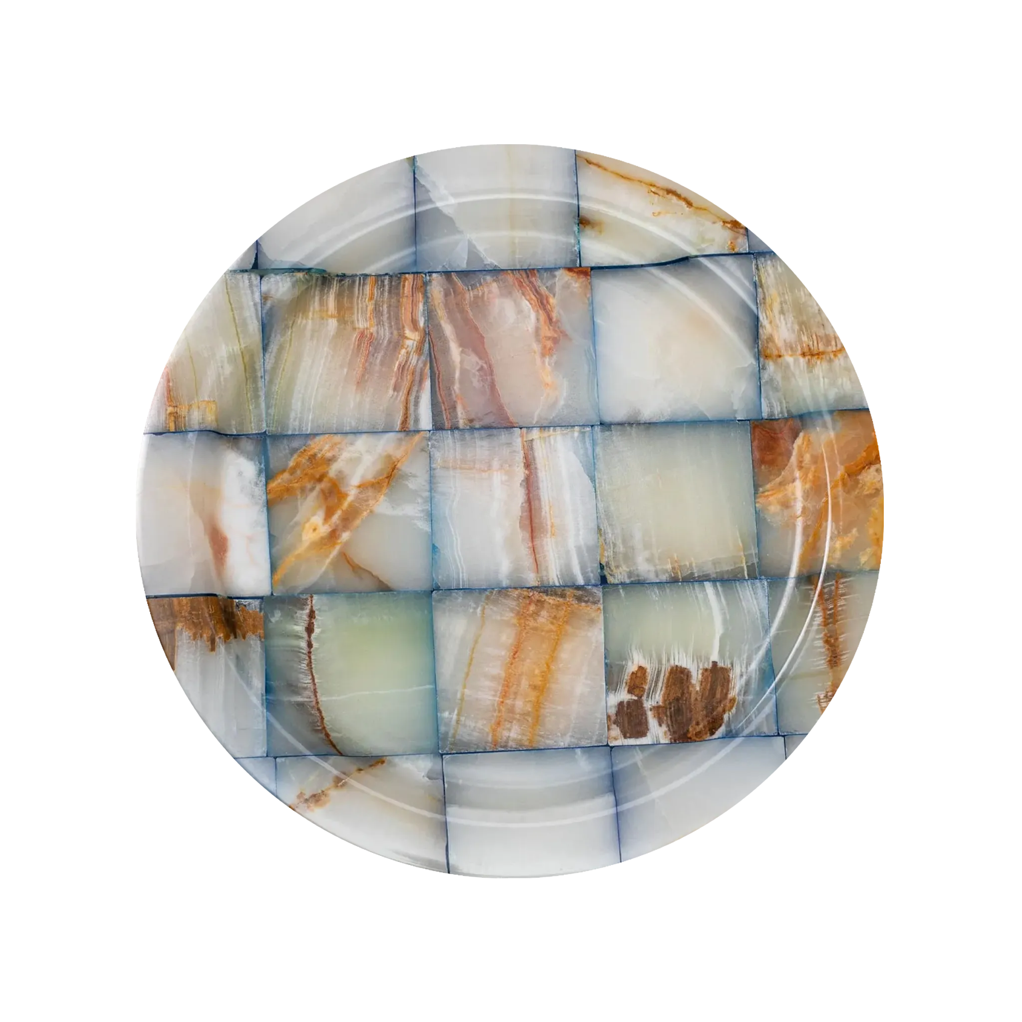 Prato Sobremesa Quadriculado Ônix Azul.