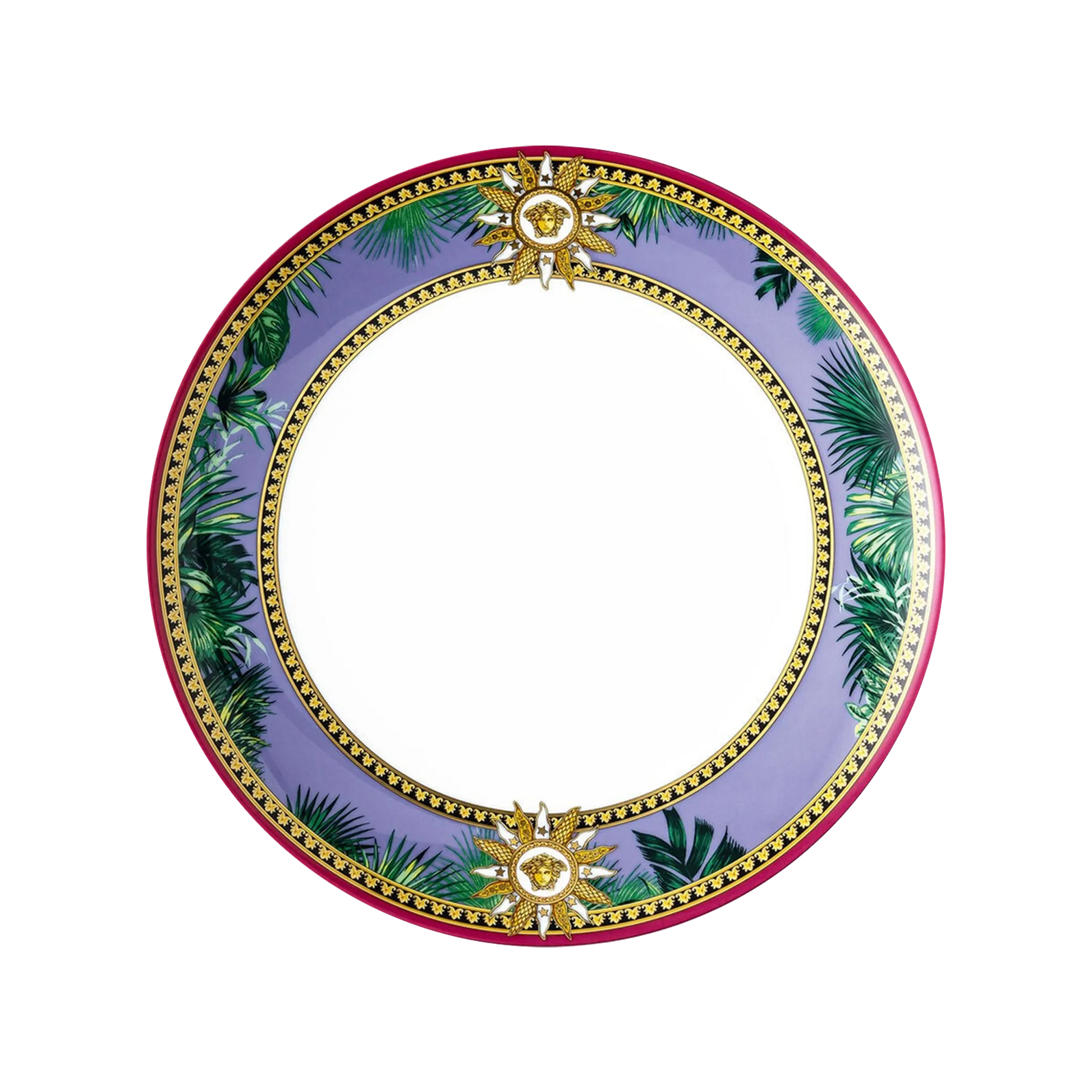 Vista frontal do Prato Sobremesa Versace Jungle.