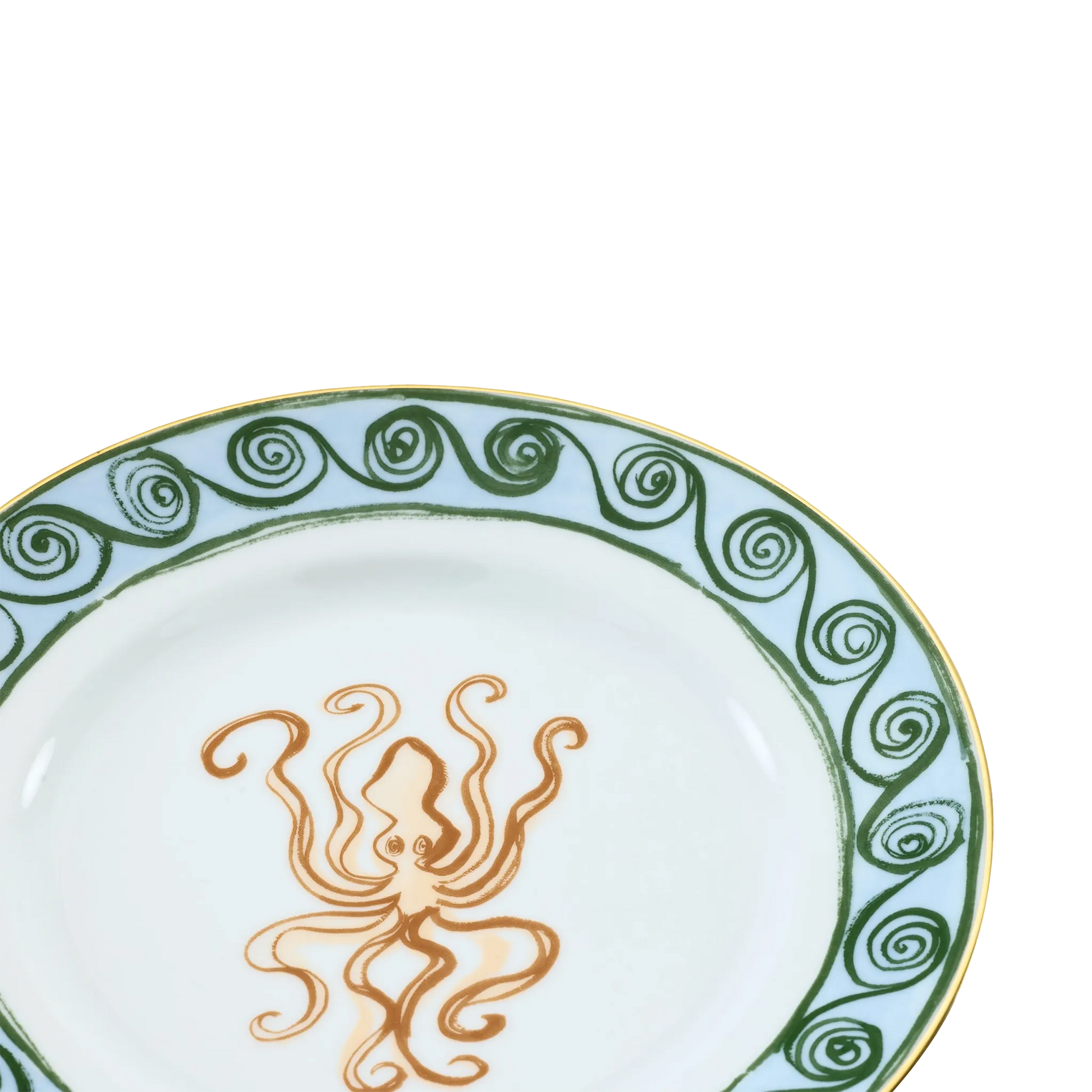 Detalhe do Prato Sobremesa Viaggio Di Nettuno Terracota.