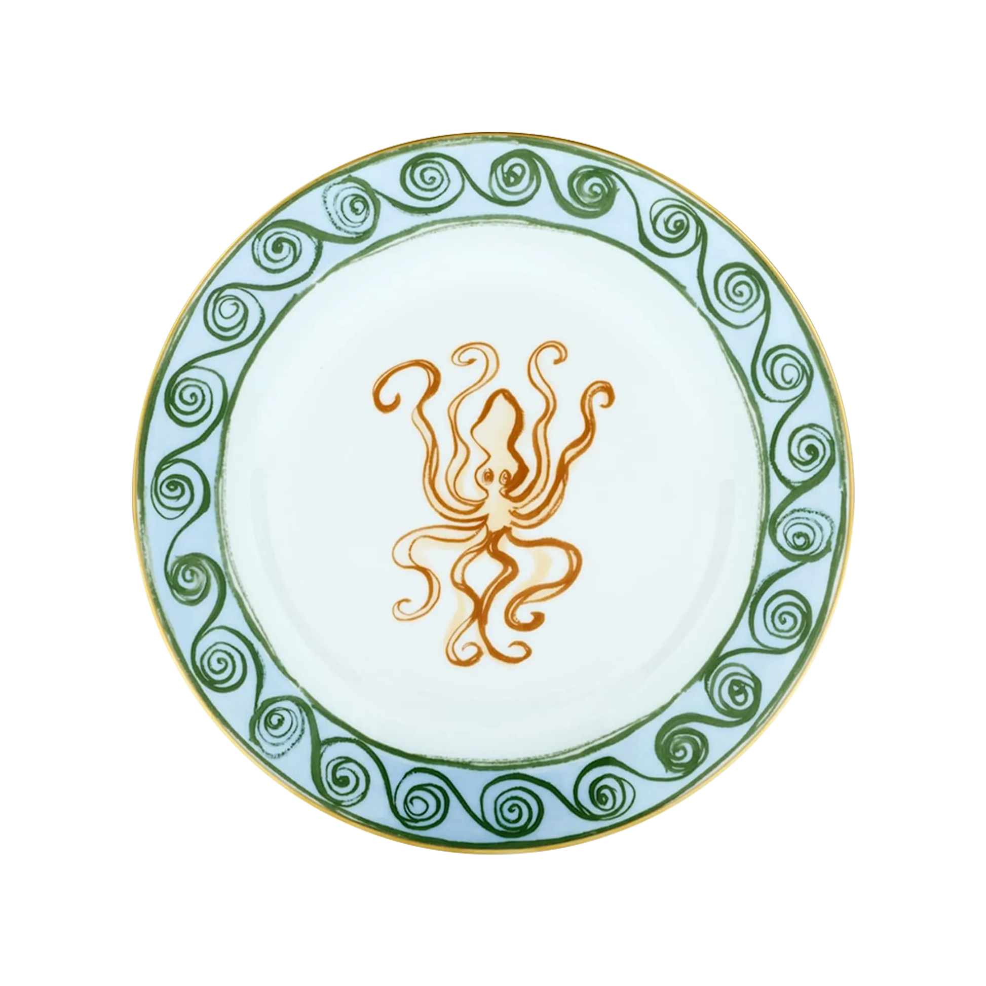 Vista frontal do Prato Sobremesa Viaggio Di Nettuno Terracota.