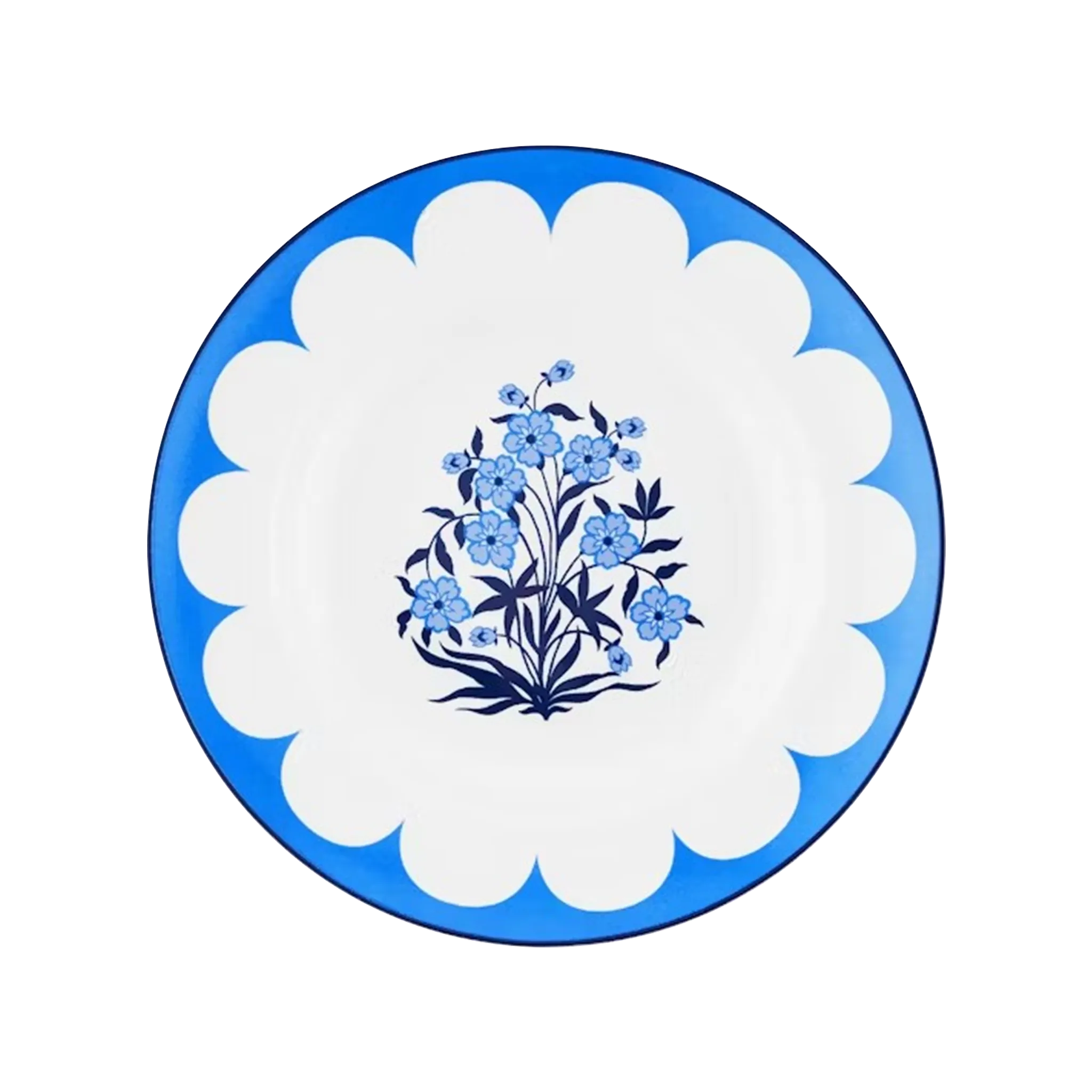 Vista frontal do Set 2 Pratos Fundo Jaipur Azul Aquazzura.