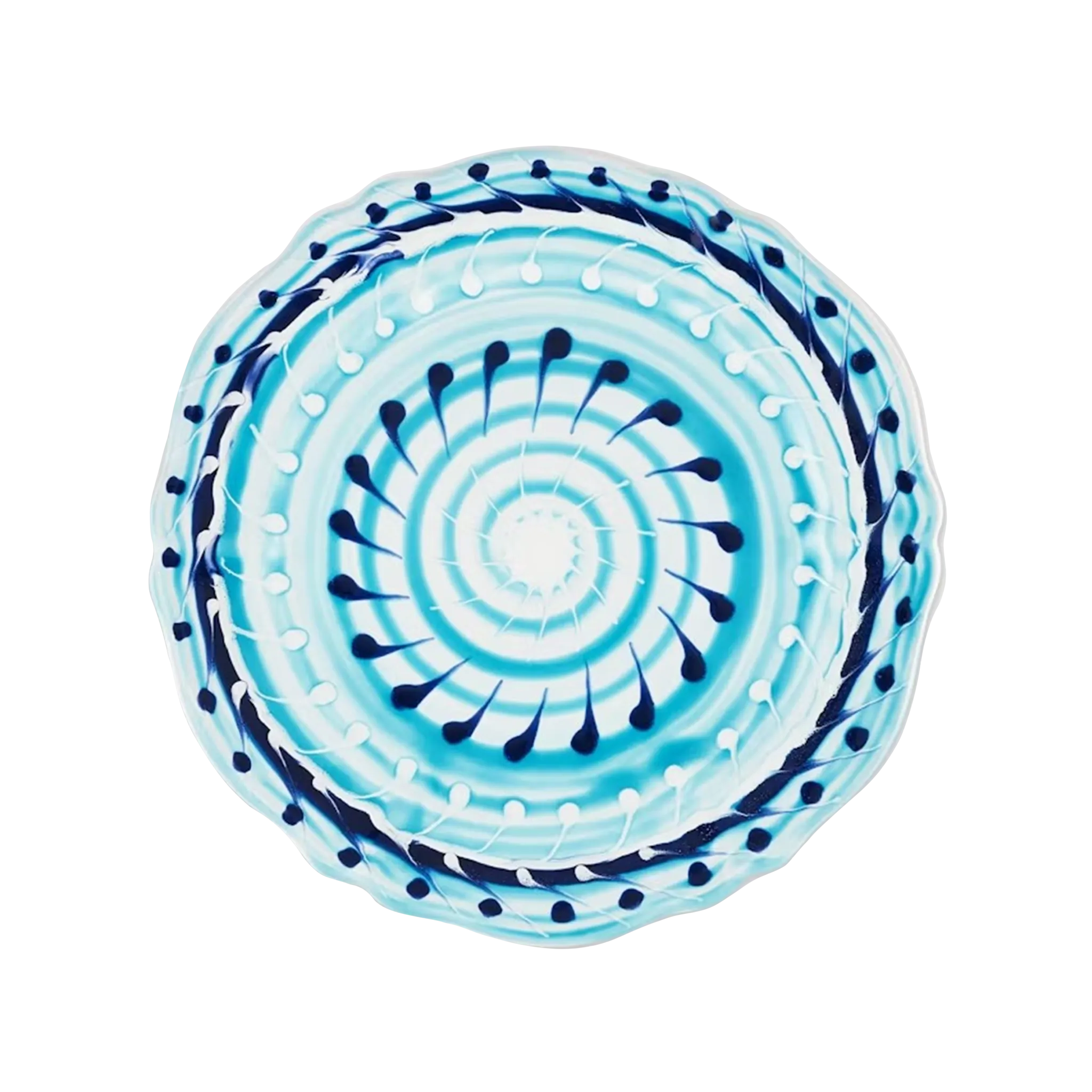 Vista frontal do Set 2 Pratos Rasos Alegria Azul Aquazzura.