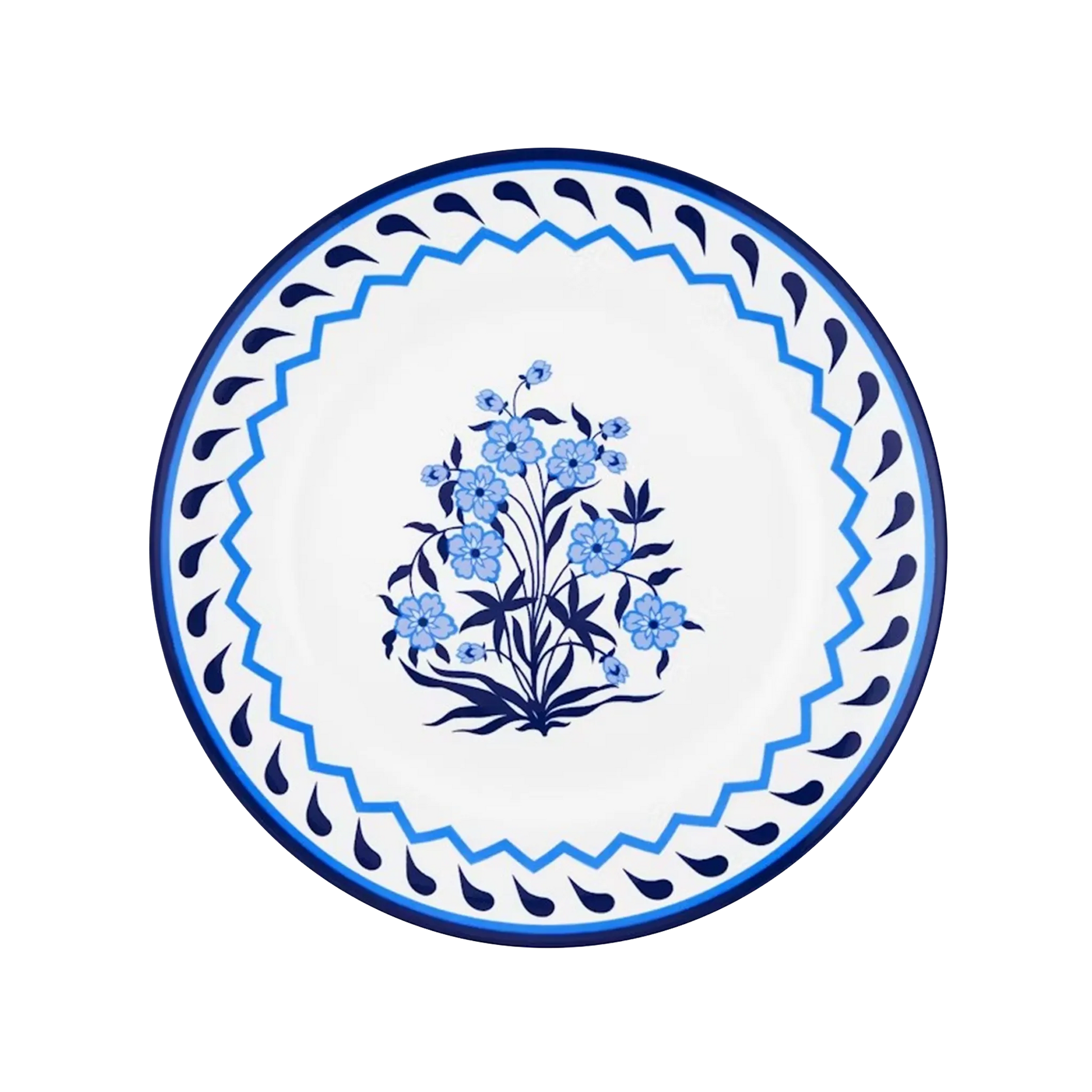 Vista frontal do Set 2 Pratos Rasos Jaipur Azul Aquazzura.