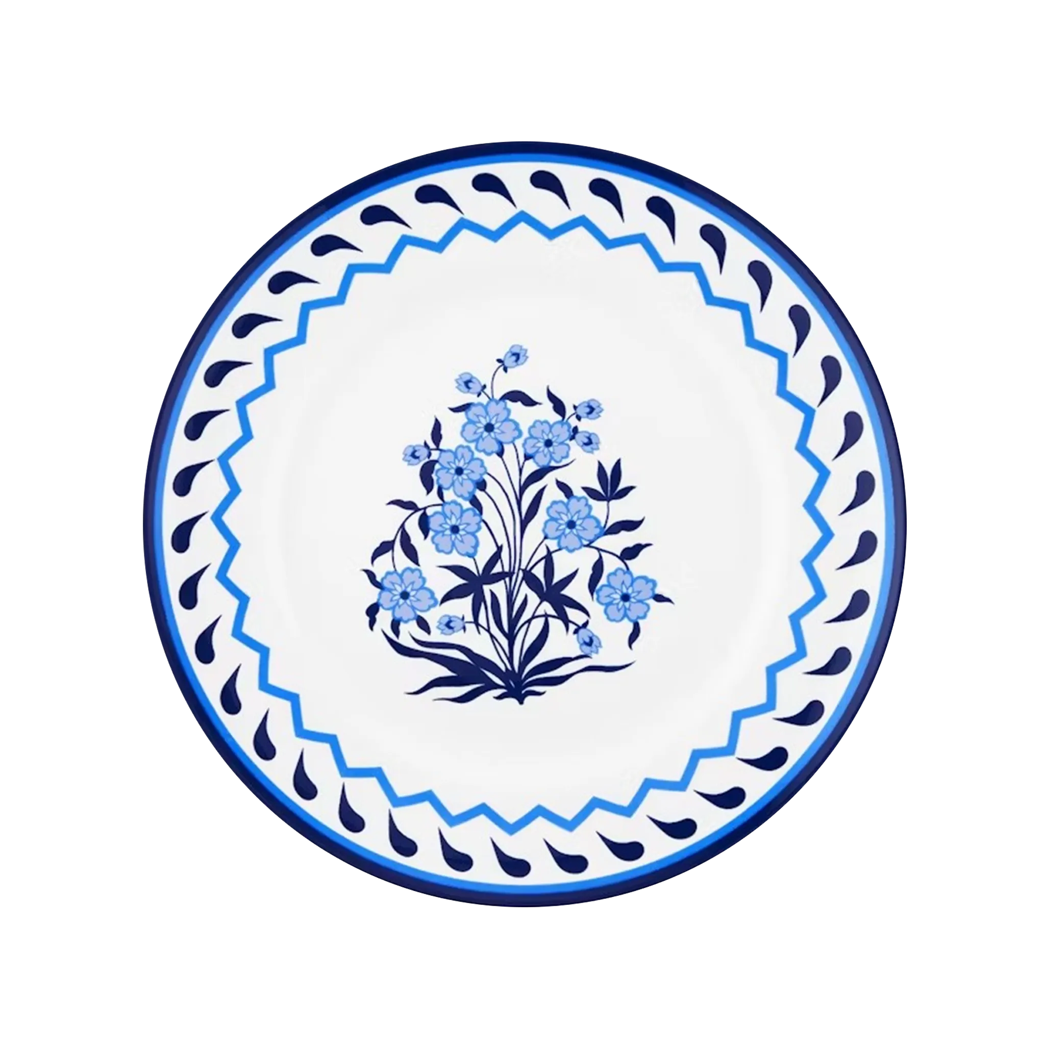 Vista frontal do Set 2 Pratos Rasos Jaipur Azul Aquazzura.