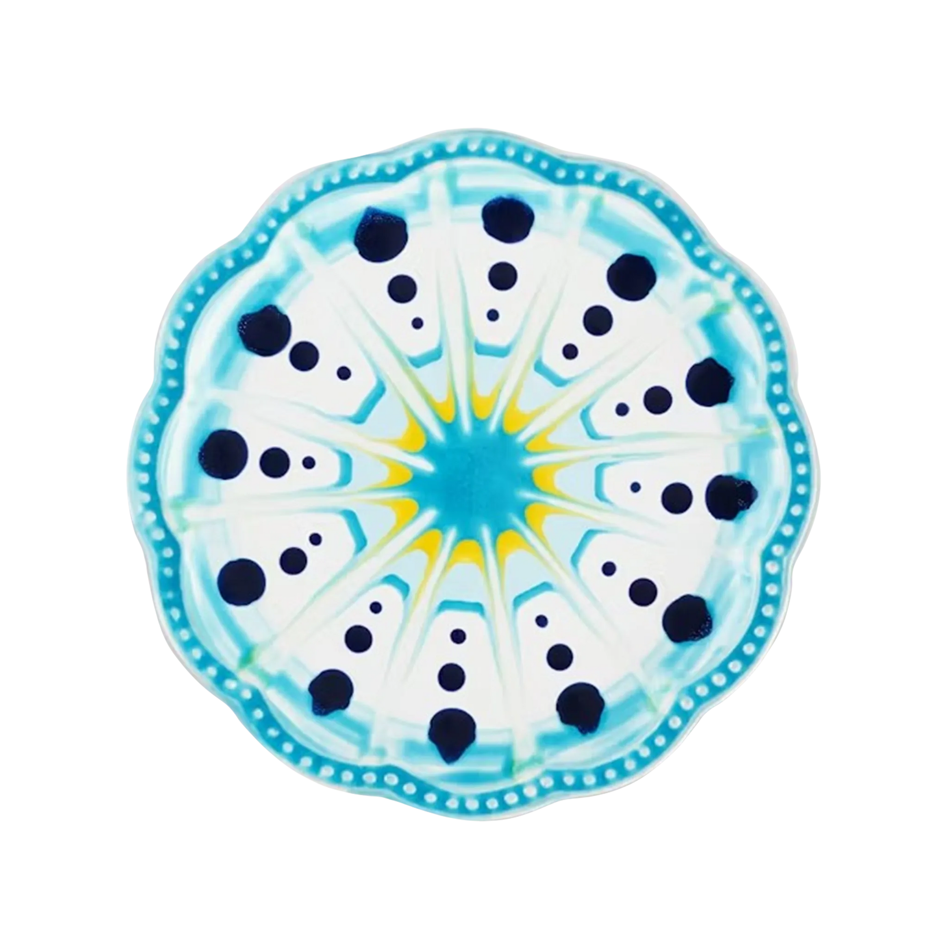 Vista frontal do Set 2 Pratos Sobremesas Alegria Azul Aquazzura.