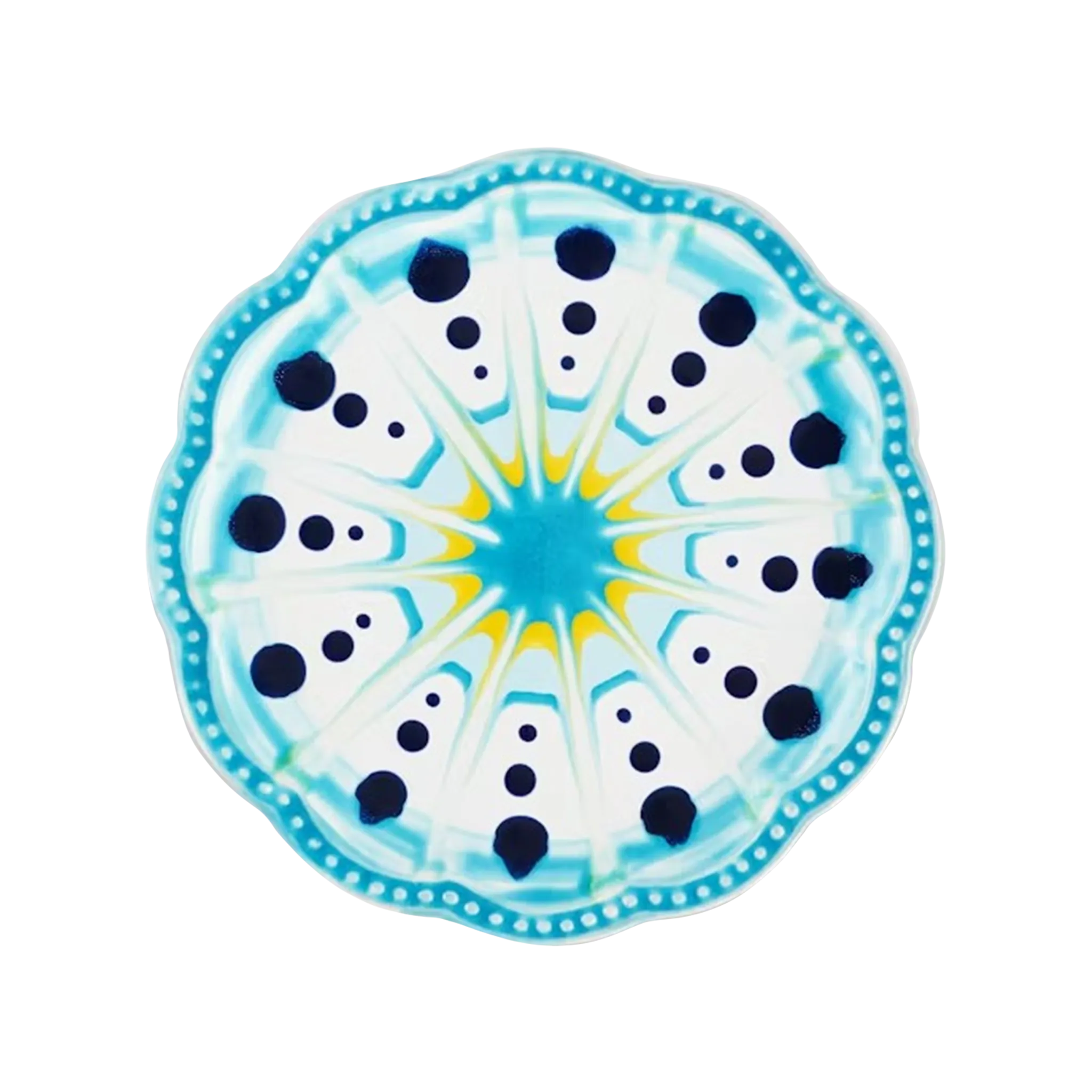 Vista frontal do Set 2 Pratos Sobremesas Alegria Azul Aquazzura.