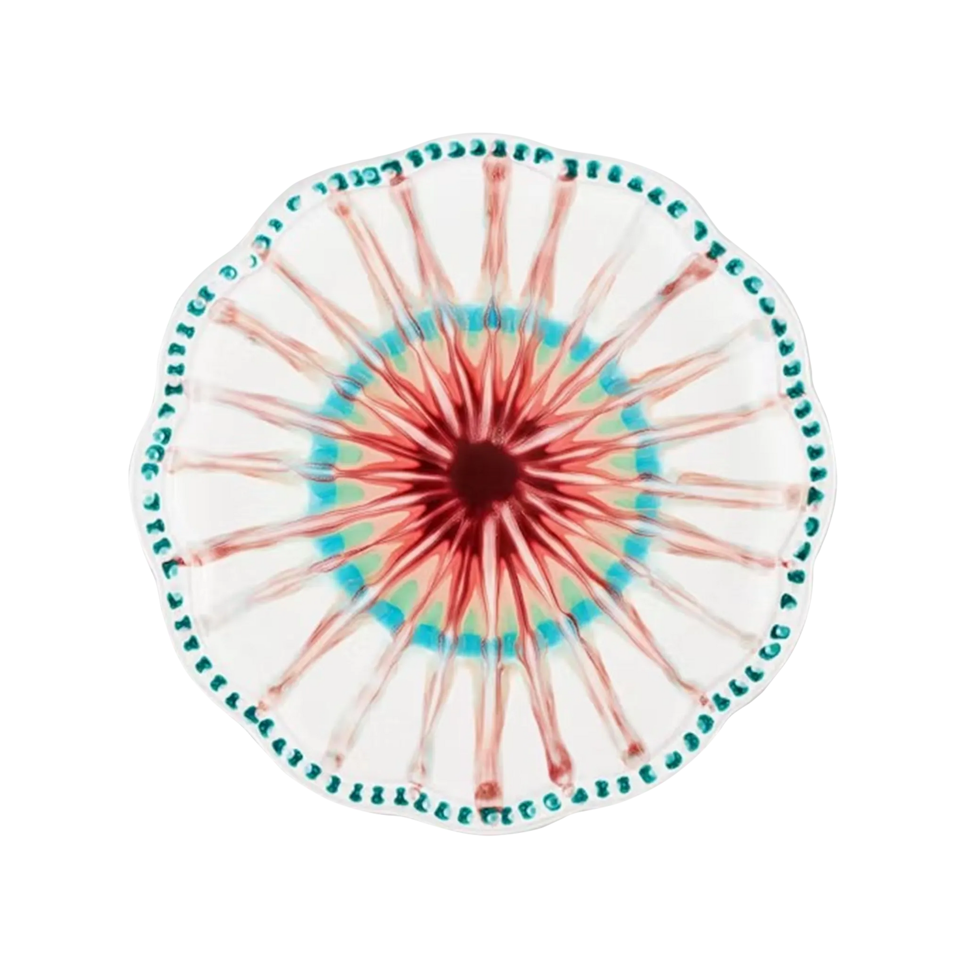 Vista frontal do Set 2 Pratos Sobremesas Alegria Rosa Aquazzura.