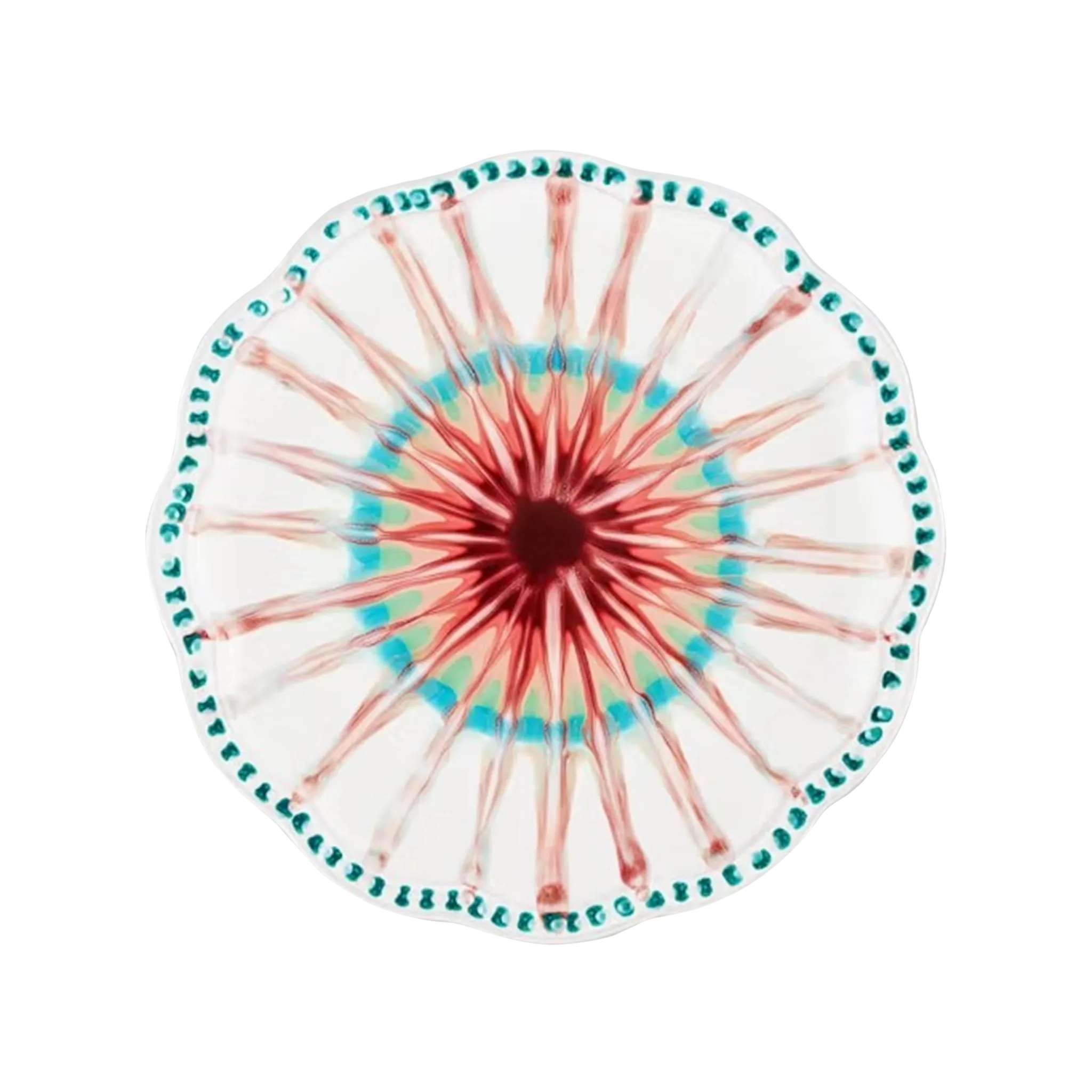 Vista frontal do Set 2 Pratos Sobremesas Alegria Rosa Aquazzura.