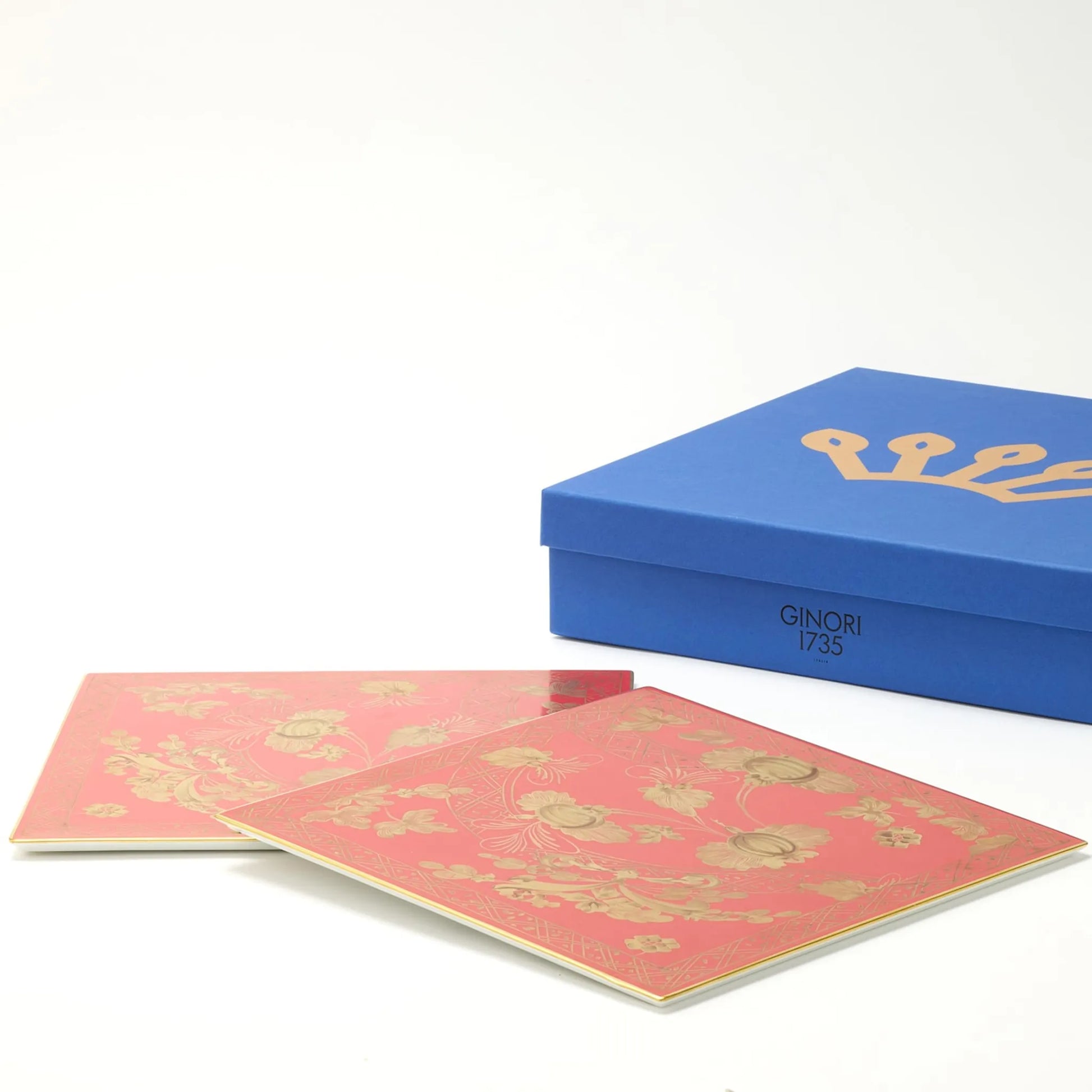 Set Sousplat Quadrado Tresori Rubrum com caixa.