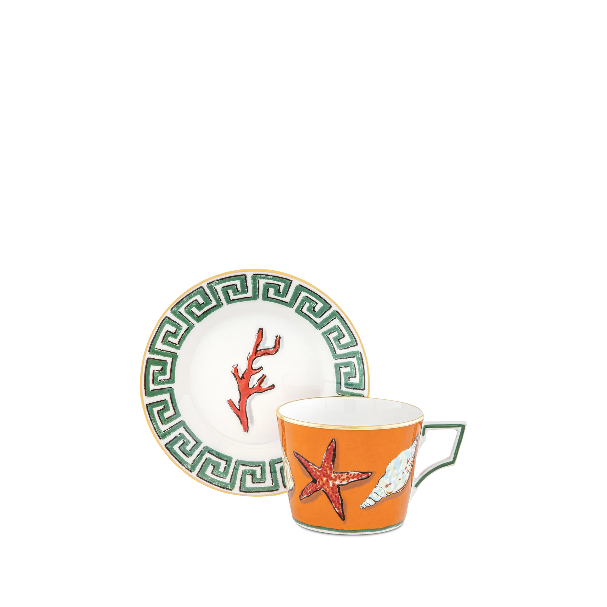 Set Xícara Chá Viaggio Di Nettuno Laranja.