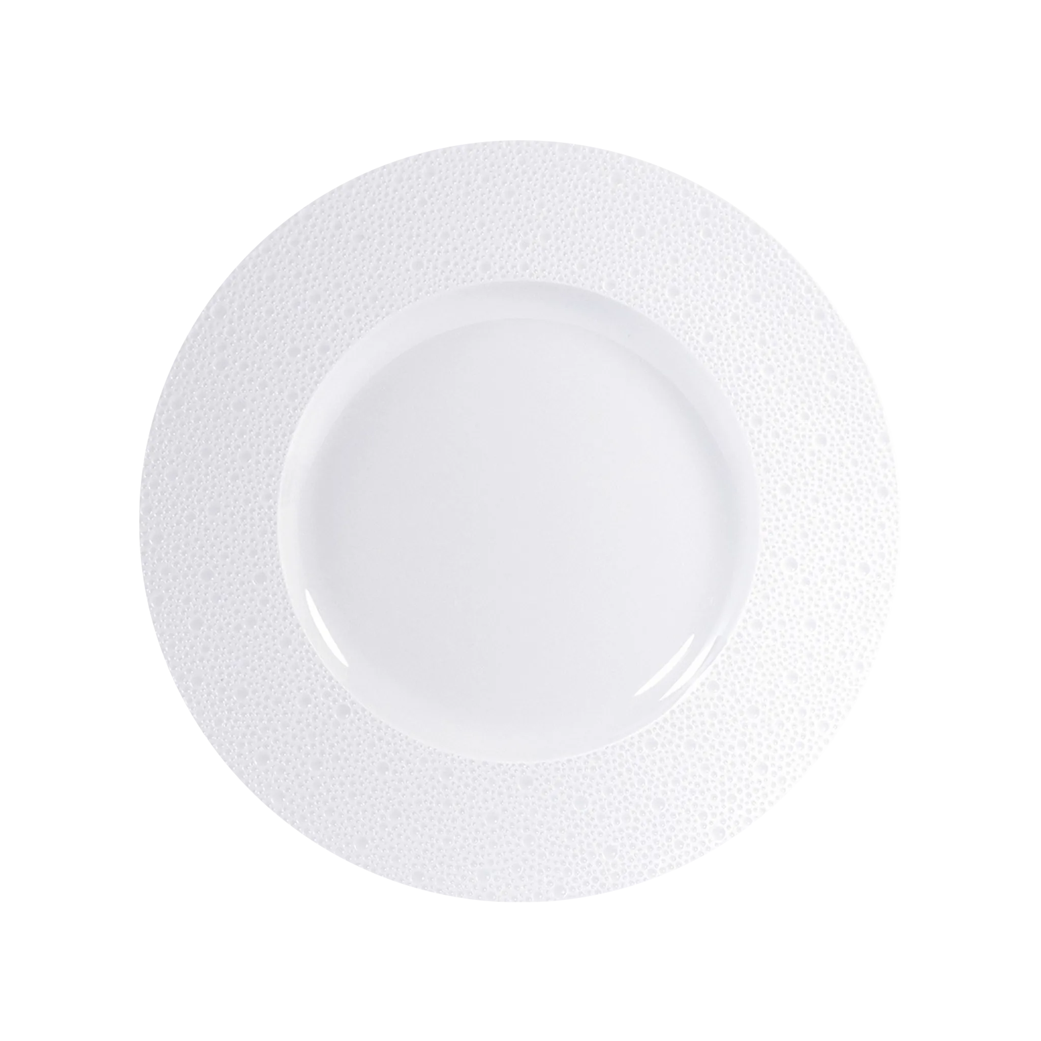 Vista frontal do Sousplat Ecume Branco.