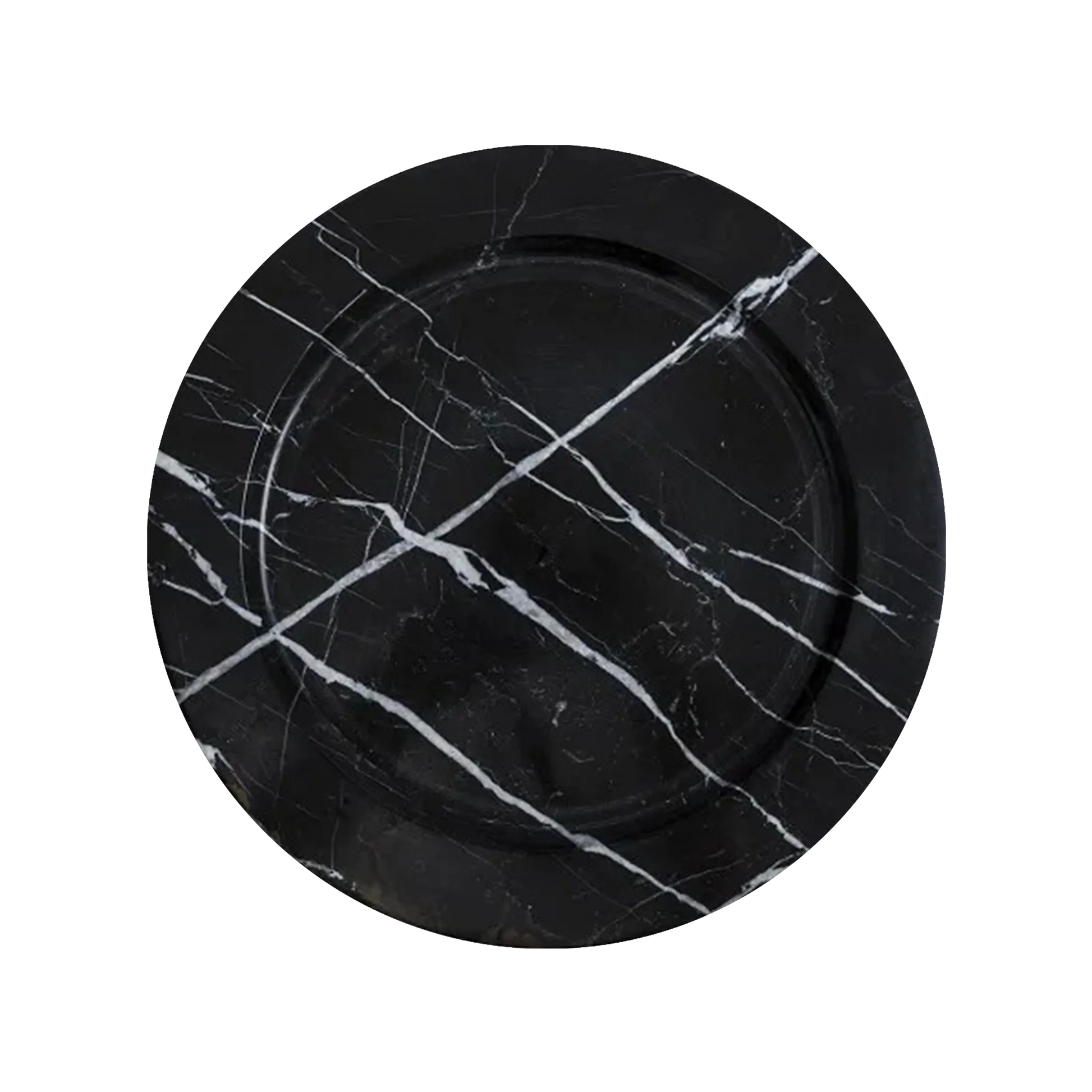 Vista frontal do Sousplat Ônix Preto.