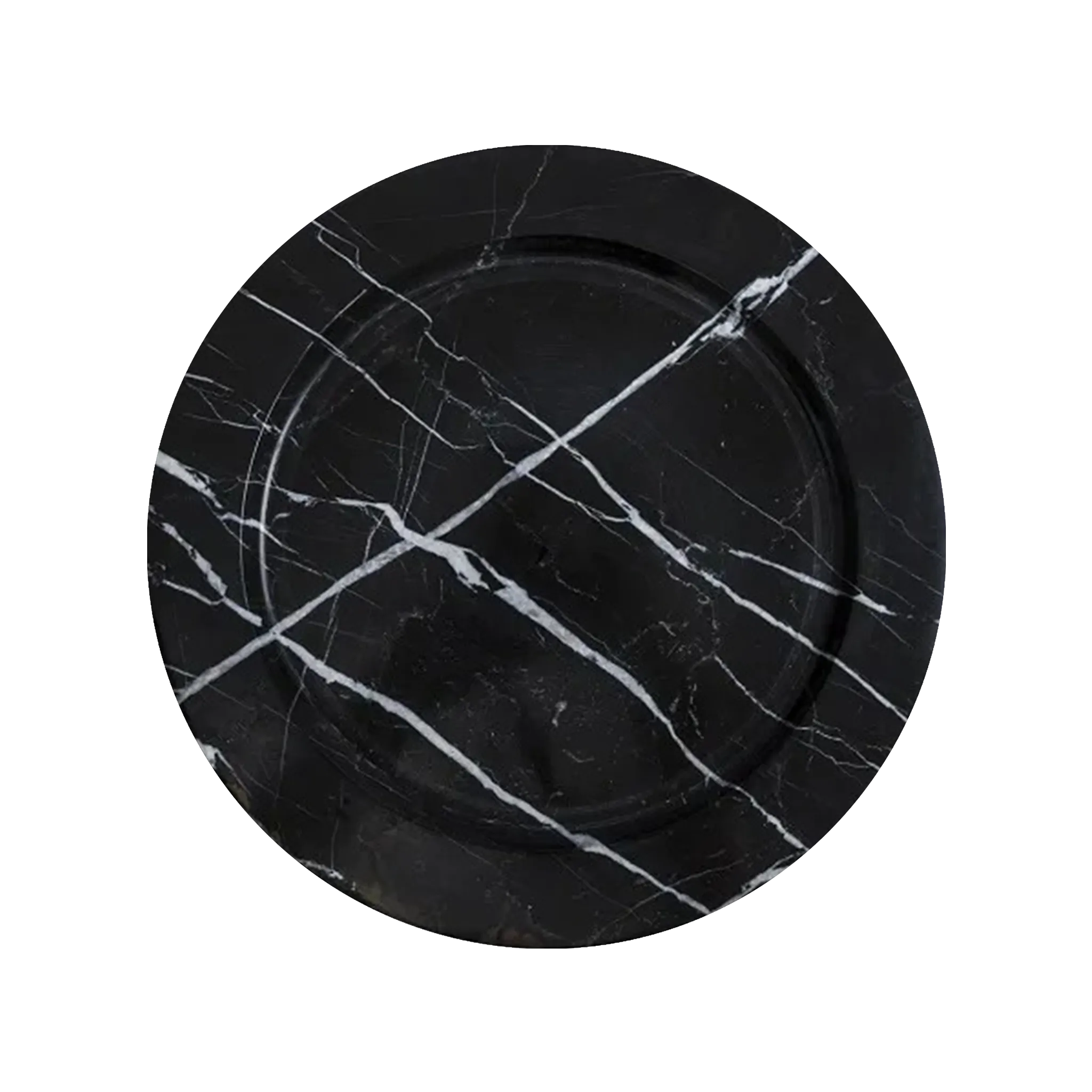 Vista frontal do Sousplat Ônix Preto.