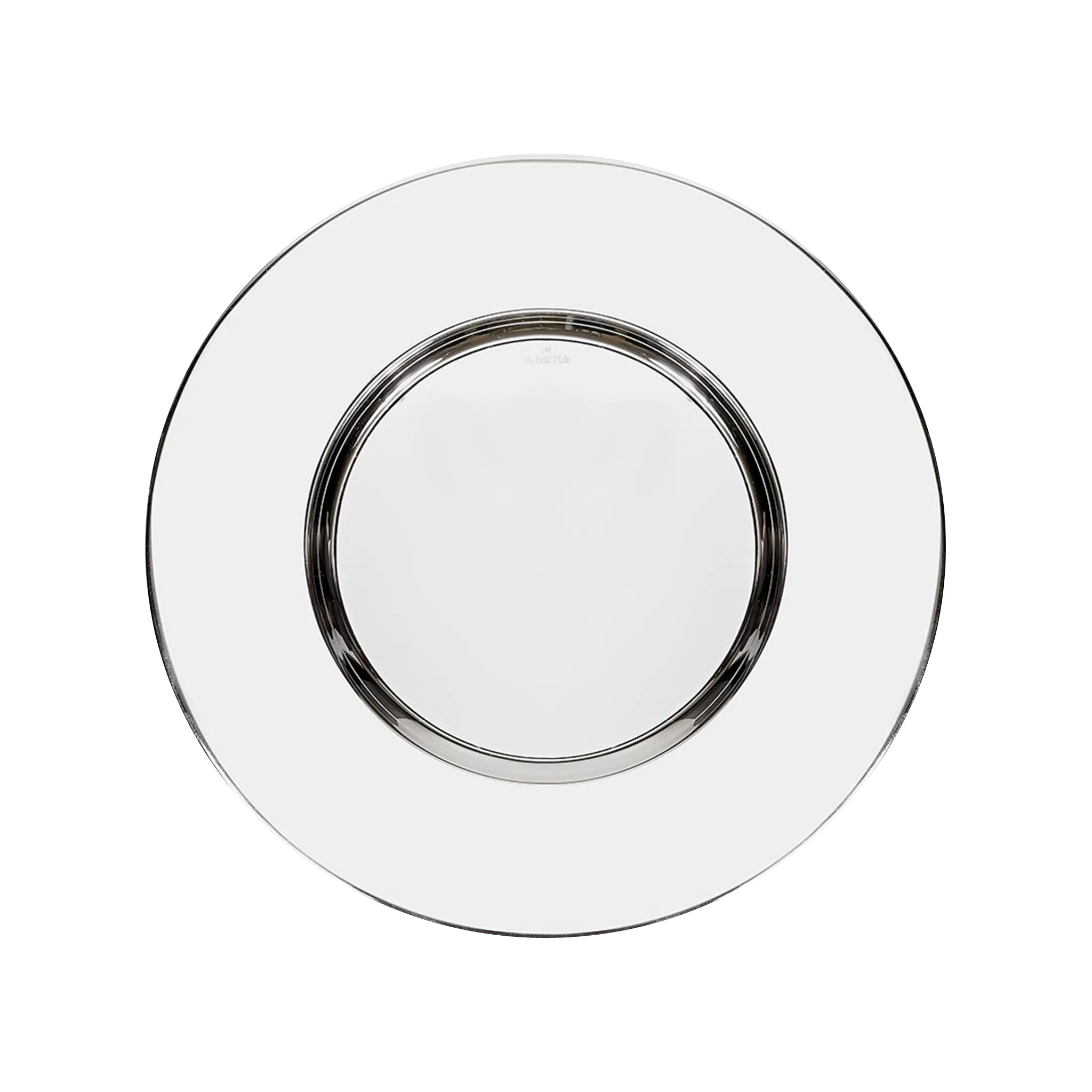 Vista frontal do Sousplat Prata Liso.