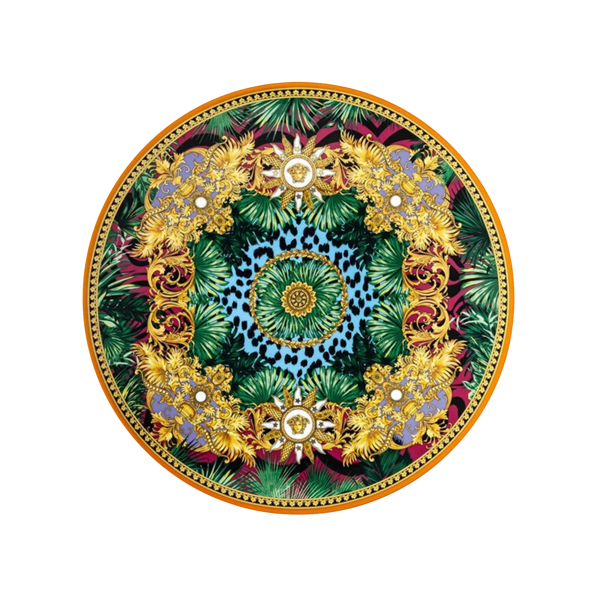 Vista frontal do Sousplat Versace Jungle.