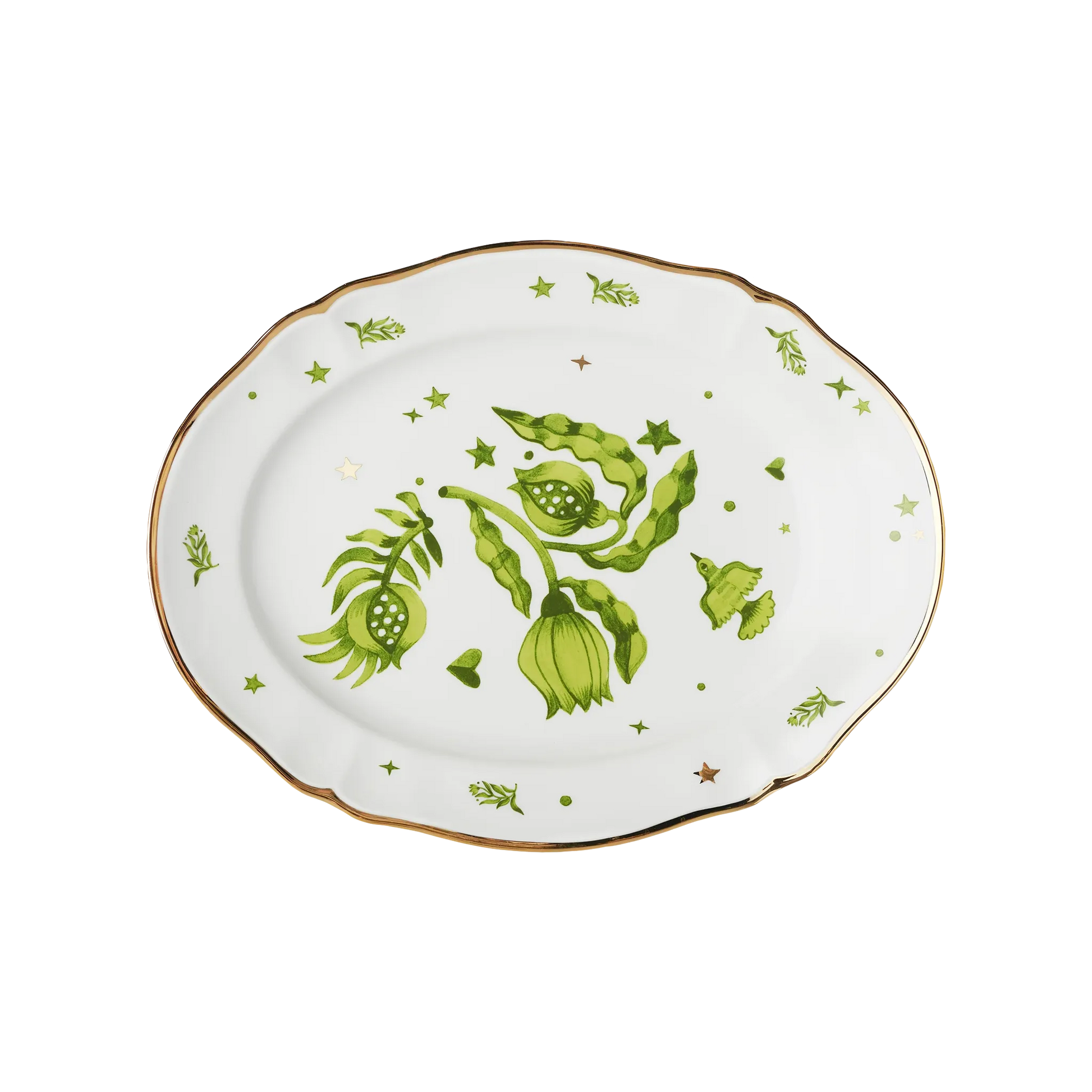 Travessa Oval Floral Green.