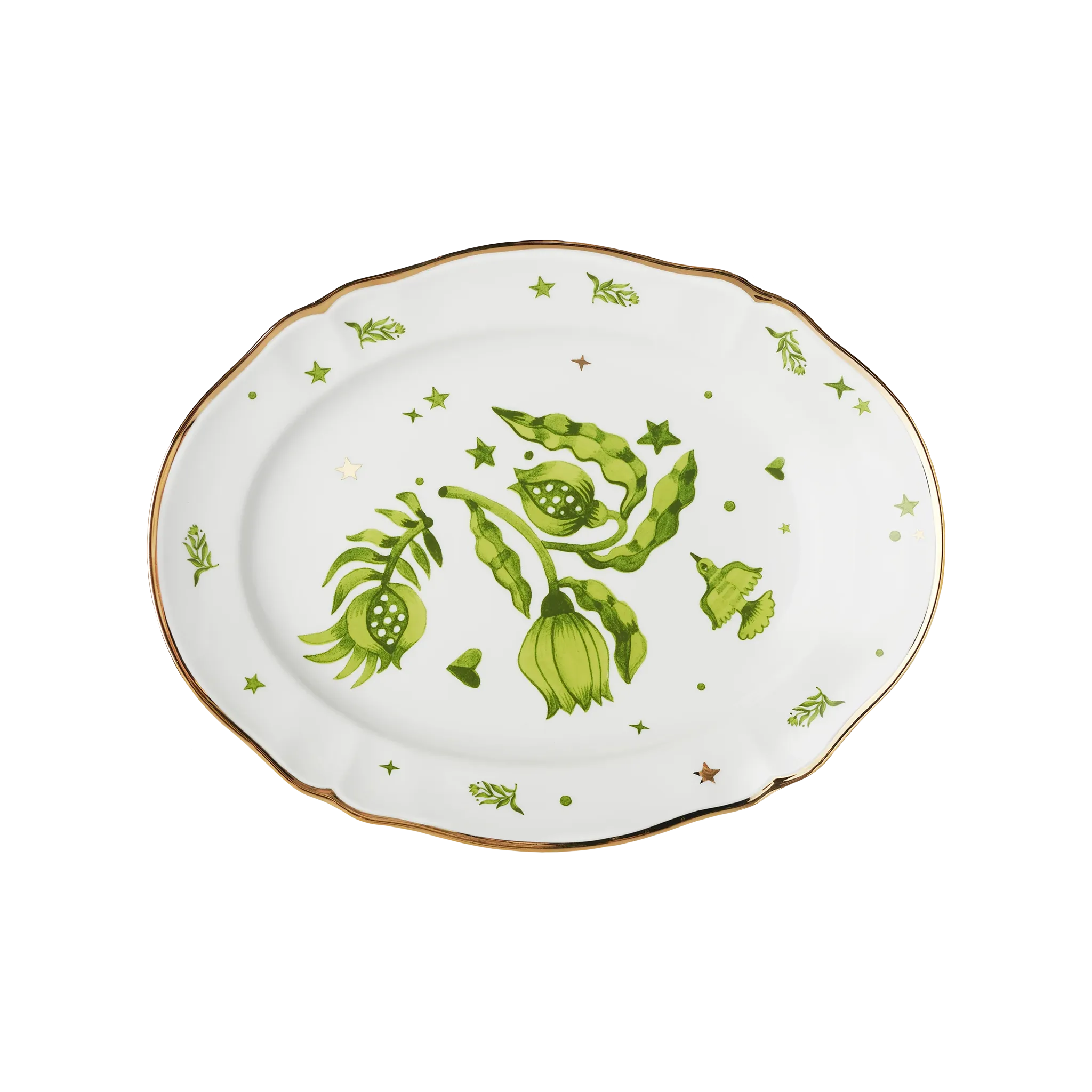 Travessa Oval Floral Green.