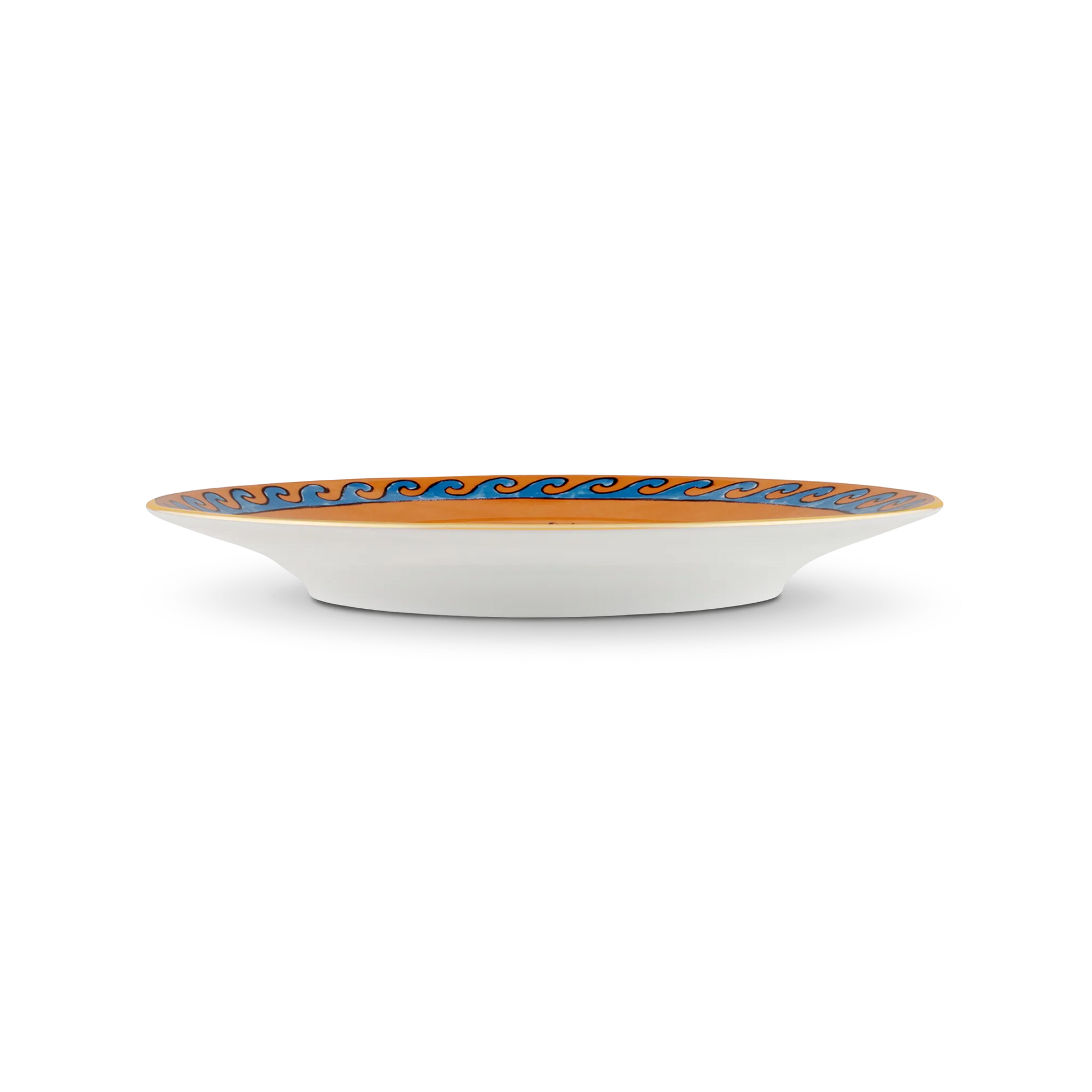 Vista lateral do Prato Sobremesa Viaggio Di Netunno Laranja.