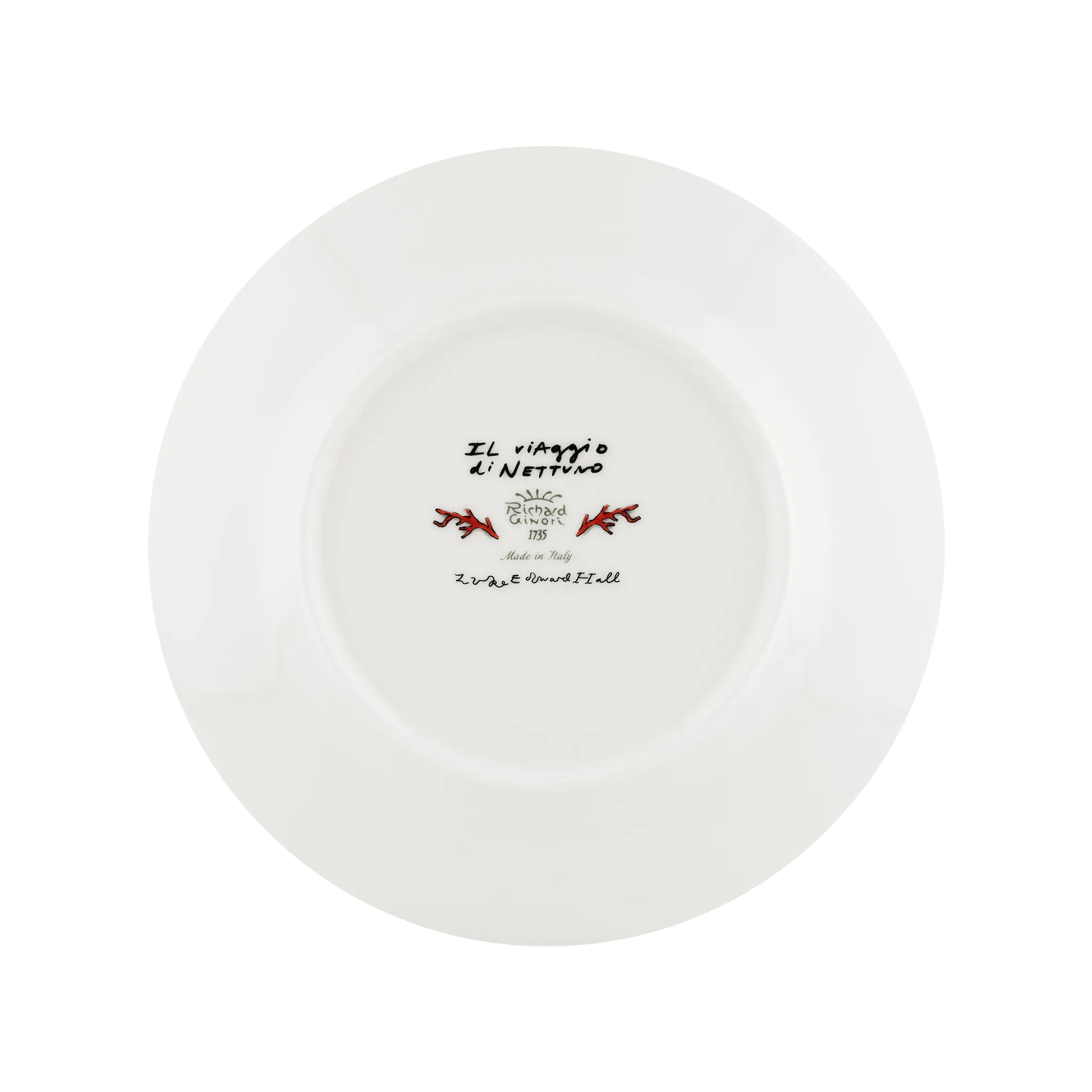 Verso do Prato Sobremesa Viaggio Di Netunno Laranja.