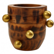 Vaso Madeira com Esferas Latão