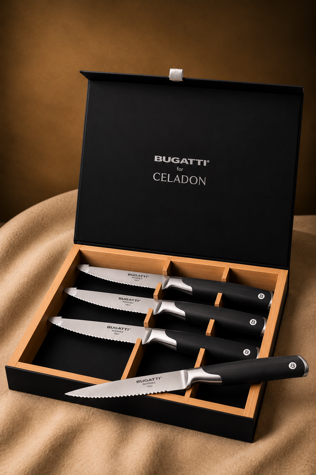 Set 4 Facas de Churrasco Bugatti + Celadon Auberge