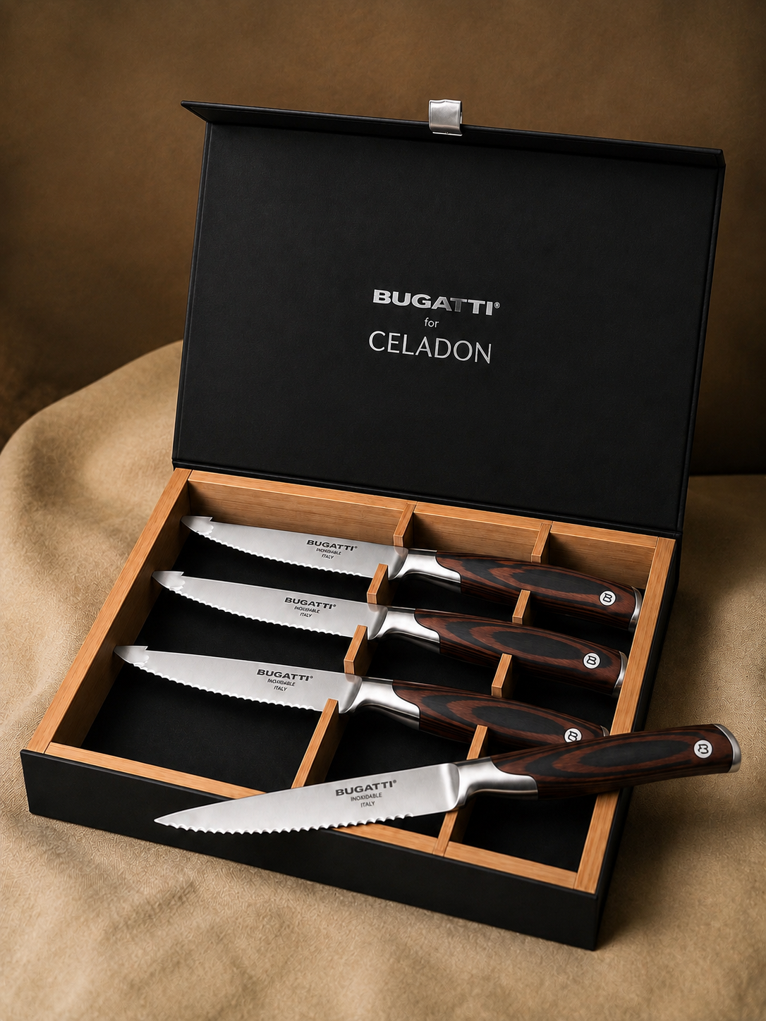 Set 4 Facas de Churrasco Bugatti + Celadon Osteria