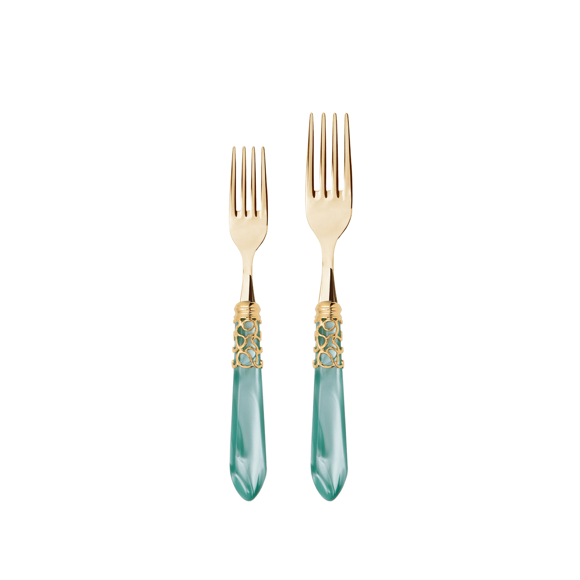Garfos do Set Faqueiro Melodia Aqua Green Ouro.