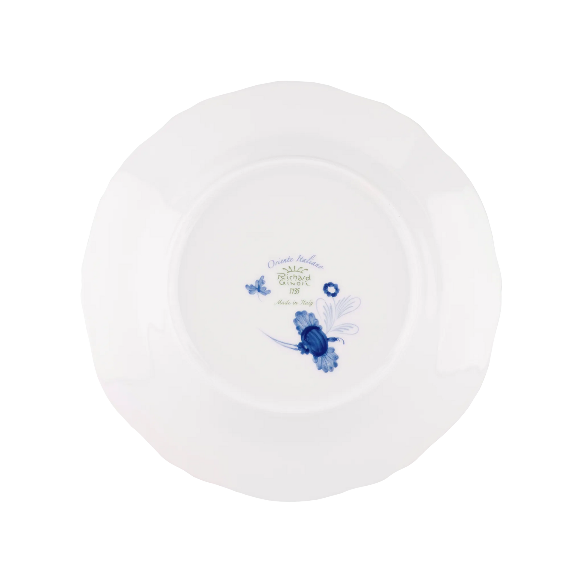 Verso do Prato Sobremesa Oriente Italiano Azalea.