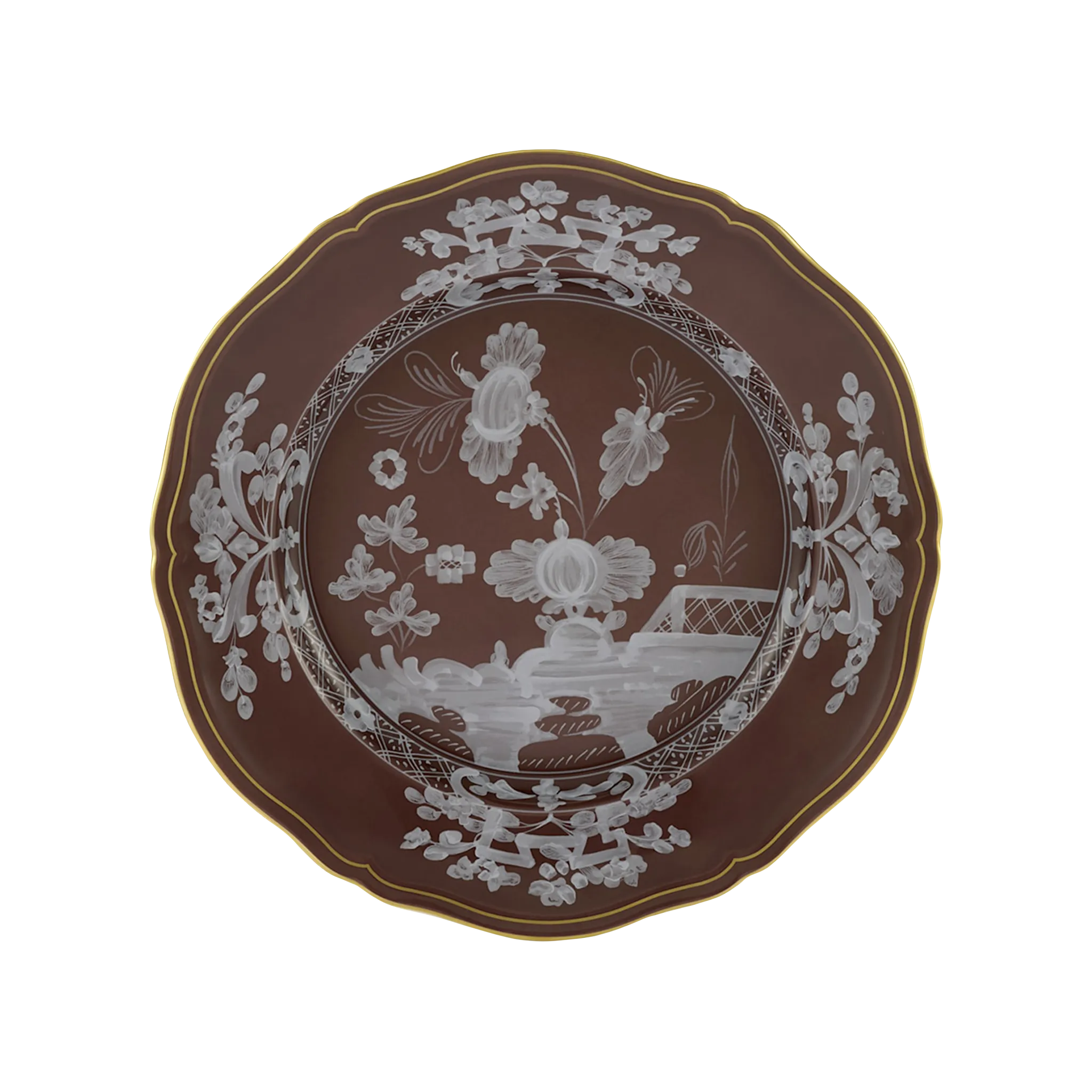 Vista frontal do Prato Raso Oriente Italiano Castagna.