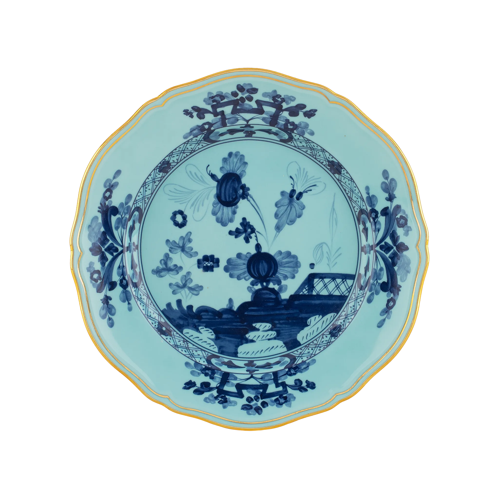 Vista frontal do Prato Raso Oriente Italiano Íris.