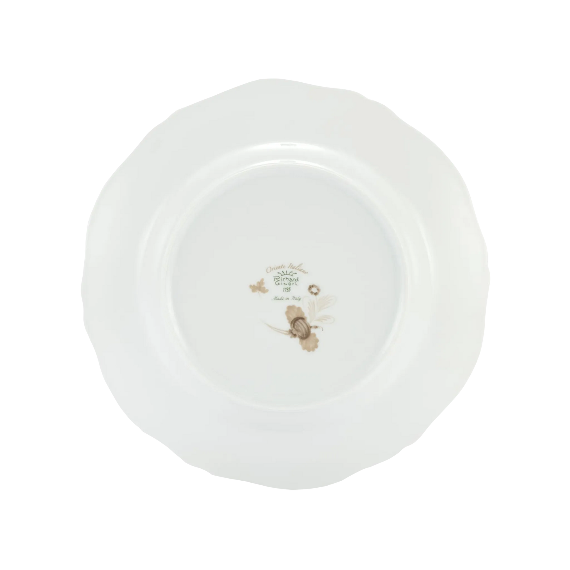 Verso do Prato Raso Oriente Italiano Meringa.