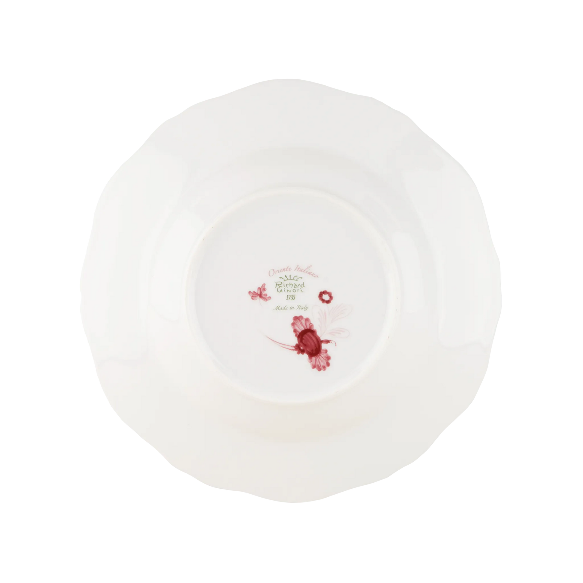 Verso do Prato Massa Oriente Italiano Porpora.