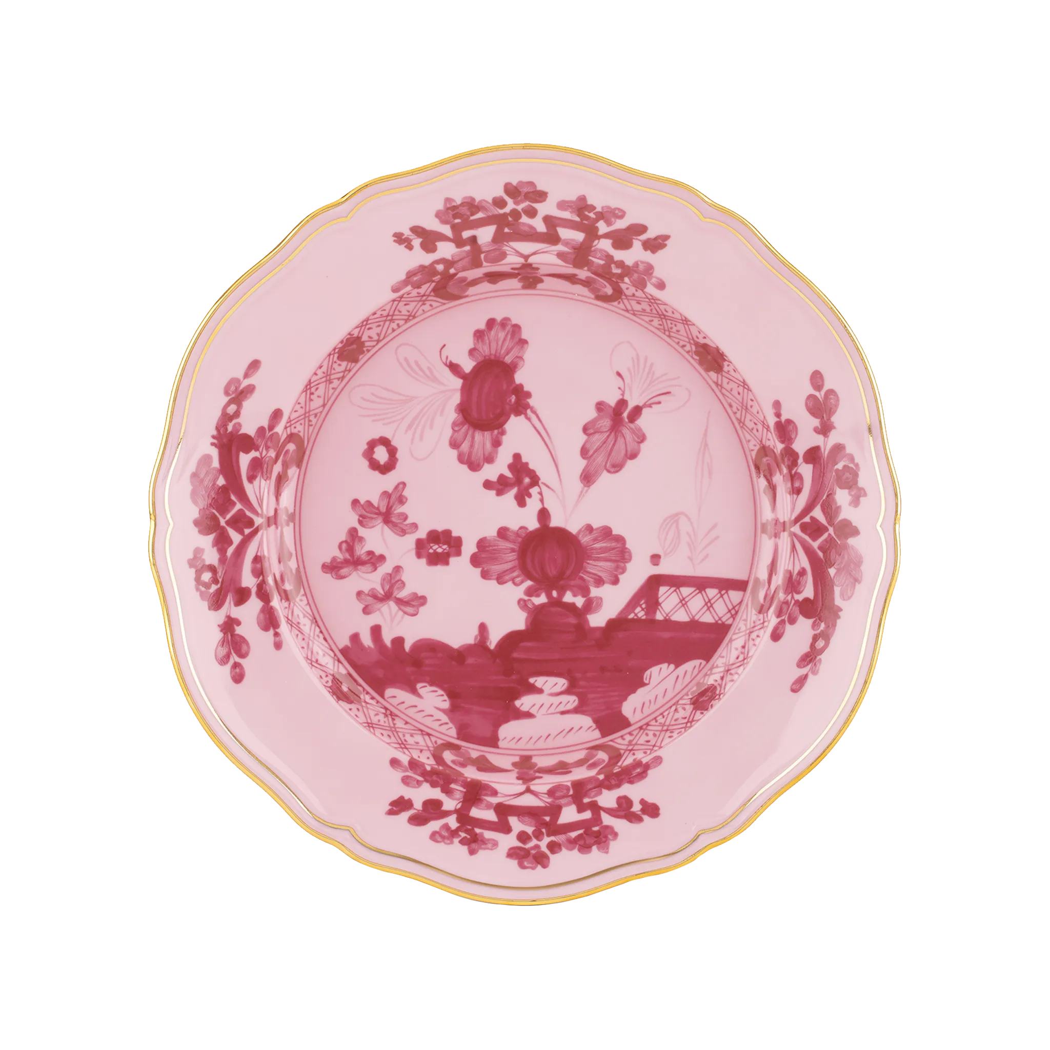 Vista frontal do Prato Raso Oriente Italiano Porpora.