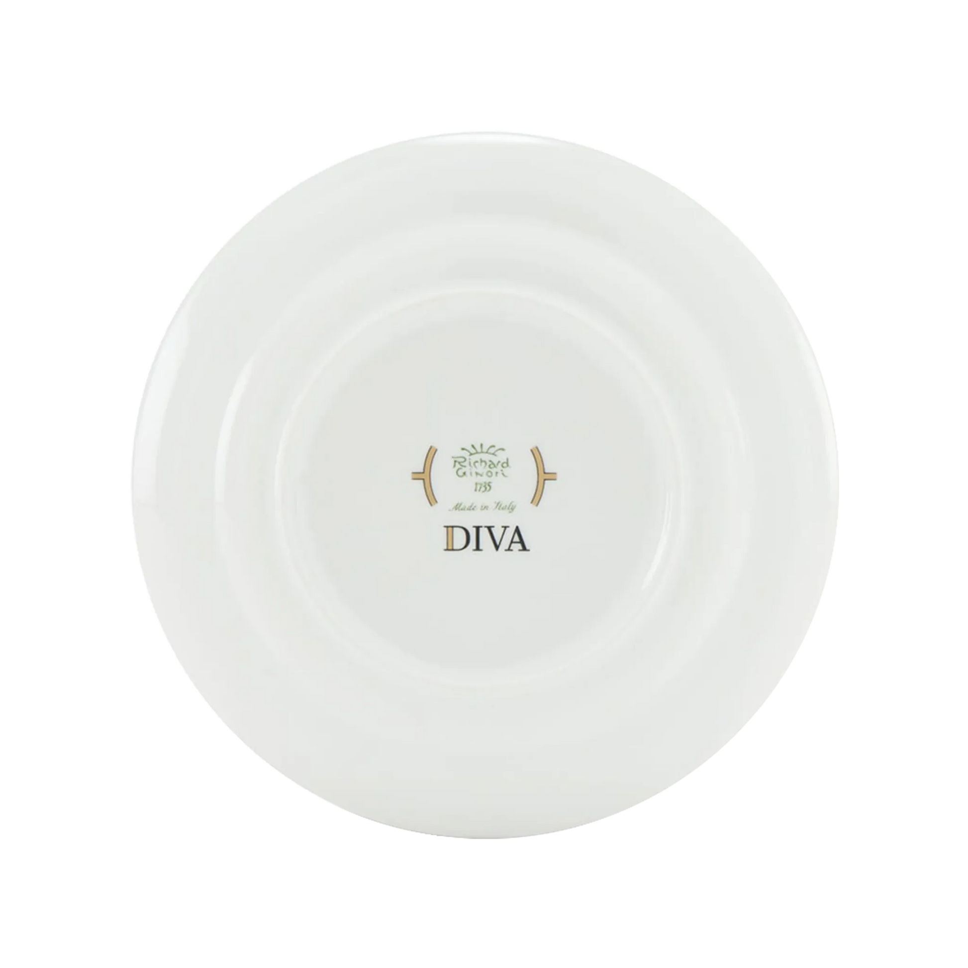 Vista de trás do Prato Sobremesa Diva Celeste.