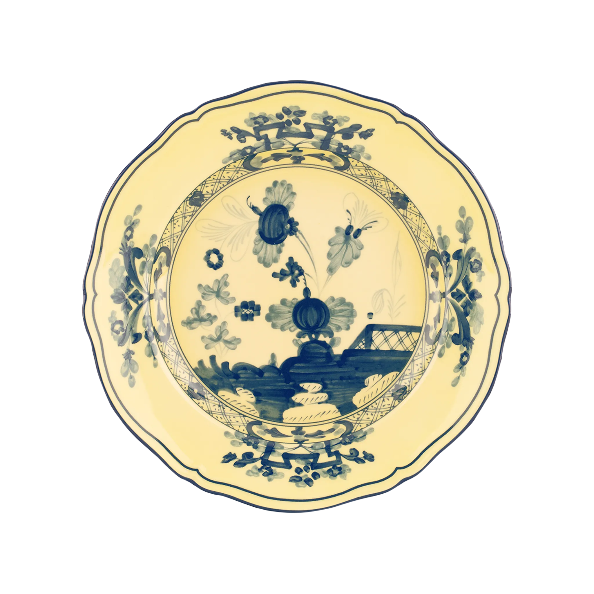 Vista frontal do Prato Sobremesa Oriente Italiano Citrino.