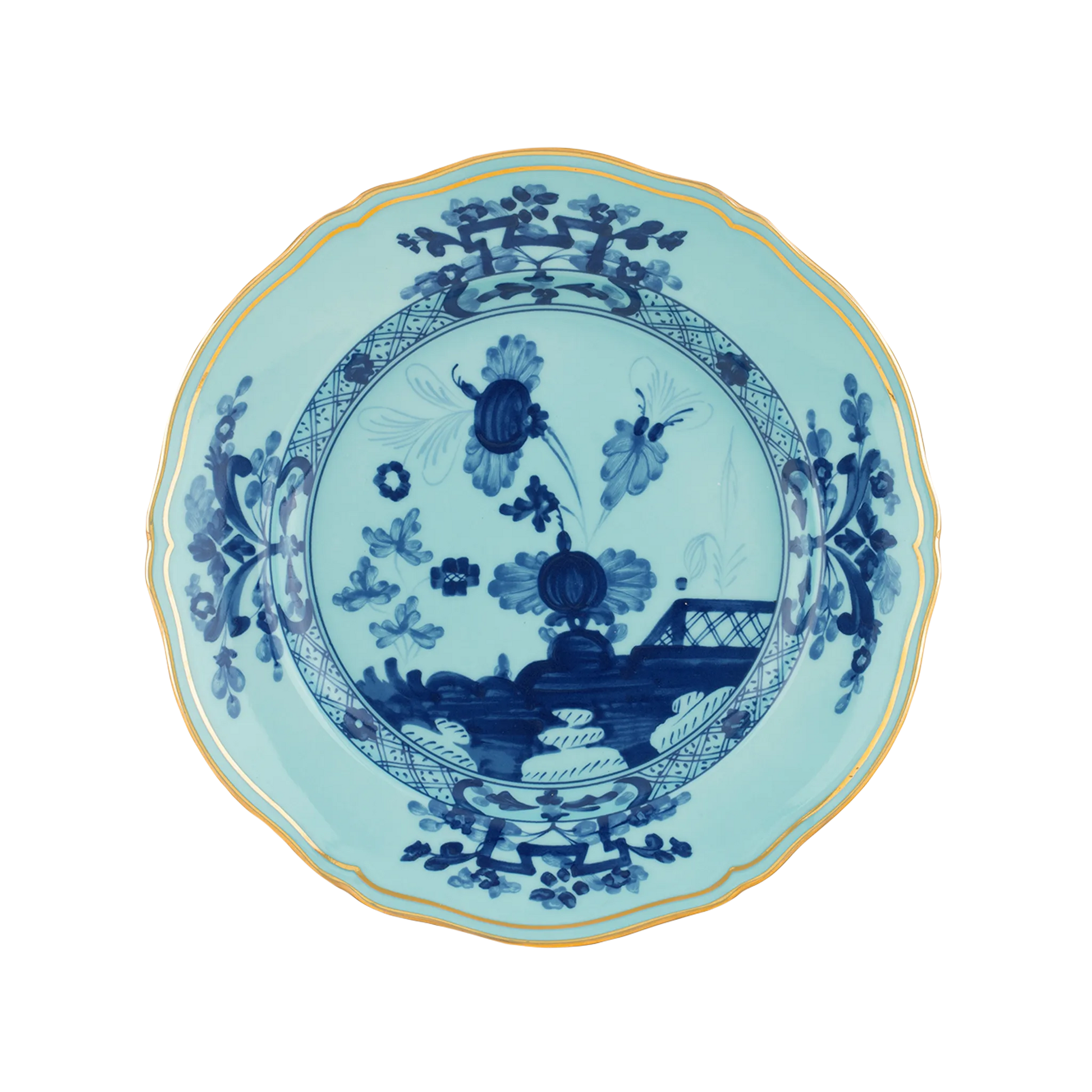 Vista frontal do Prato Sobremesa Oriente Italiano Íris.